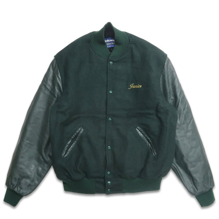 古着 USA製 90年代 HOLLOWAY ホロウェイ スタジャン 刺繍 グリーン