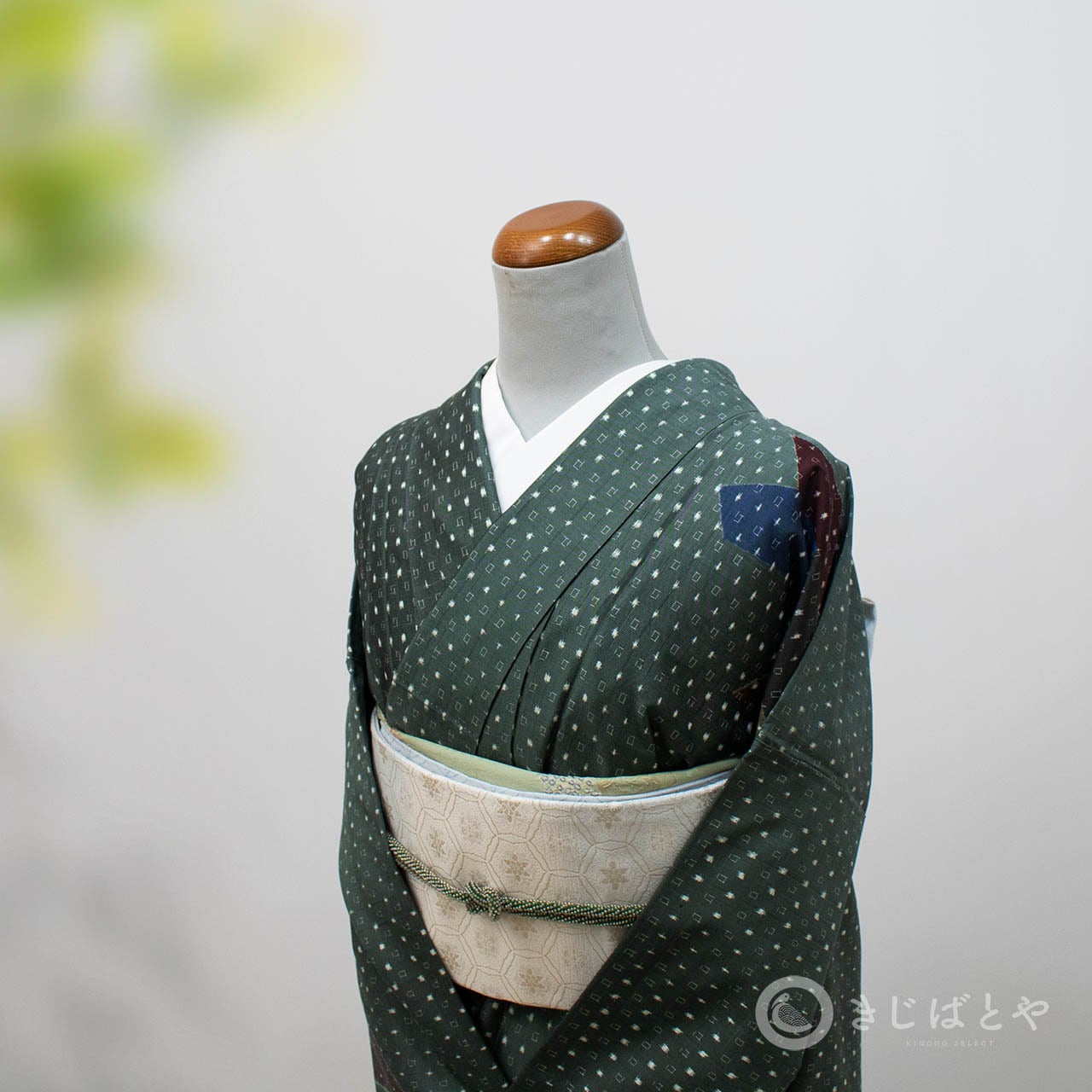 十日町紬 青漆の付け下げ 袷 | きじばとや