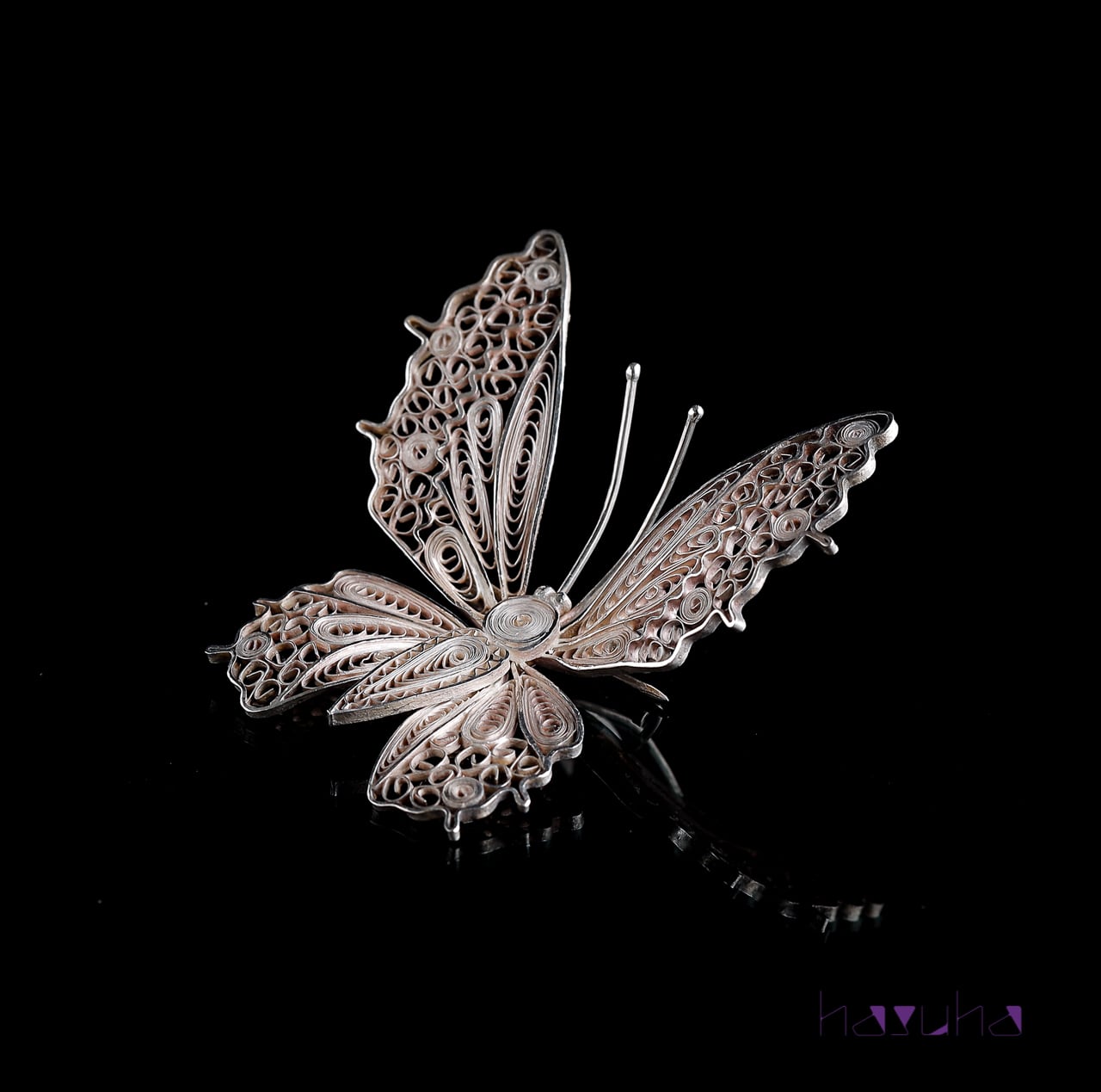 ヴィンテージ 銀線細工 フィリグリー バタフライブローチ | ハスハ