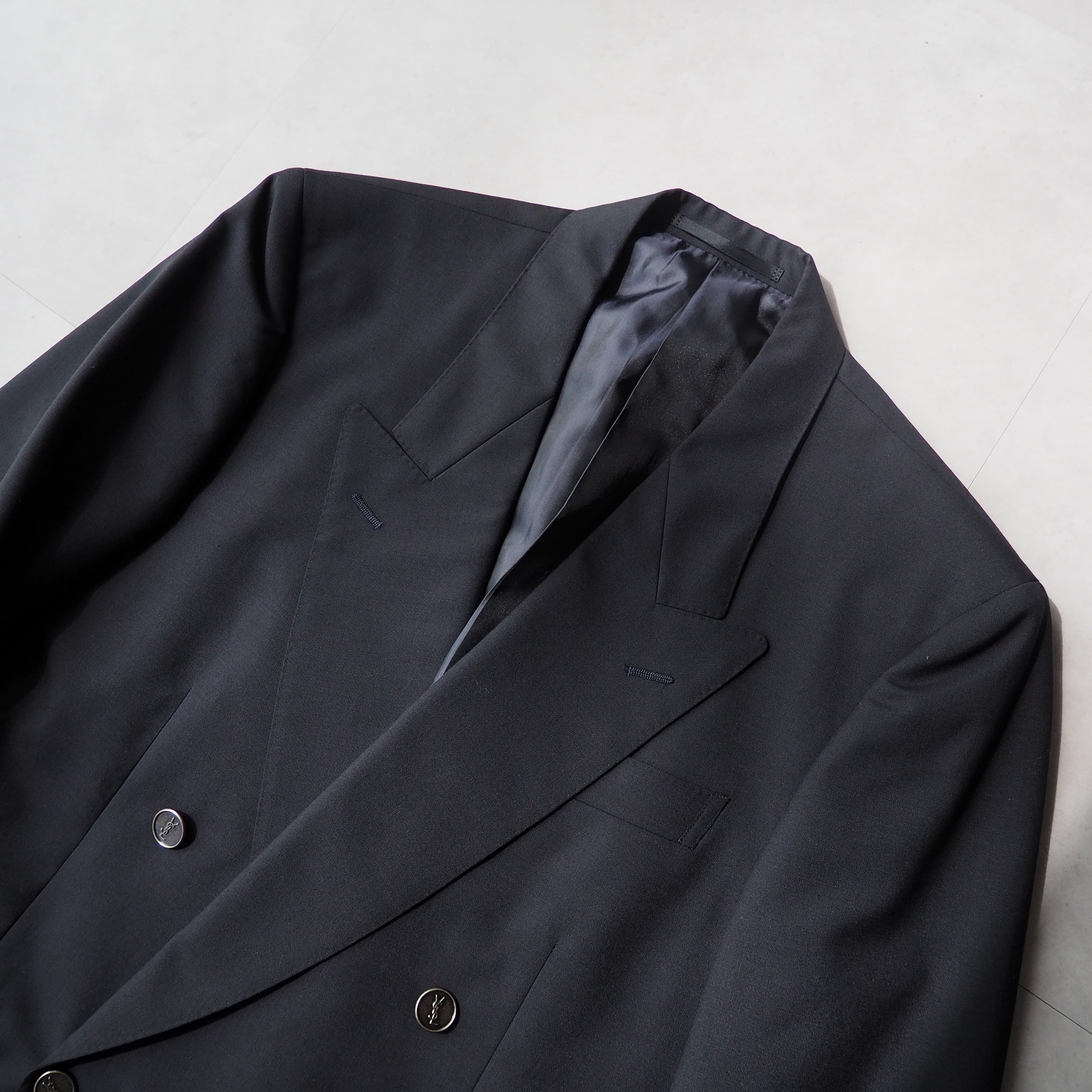 Yves Saint Laurent” navy double tailored jacket イヴ・サンローラン