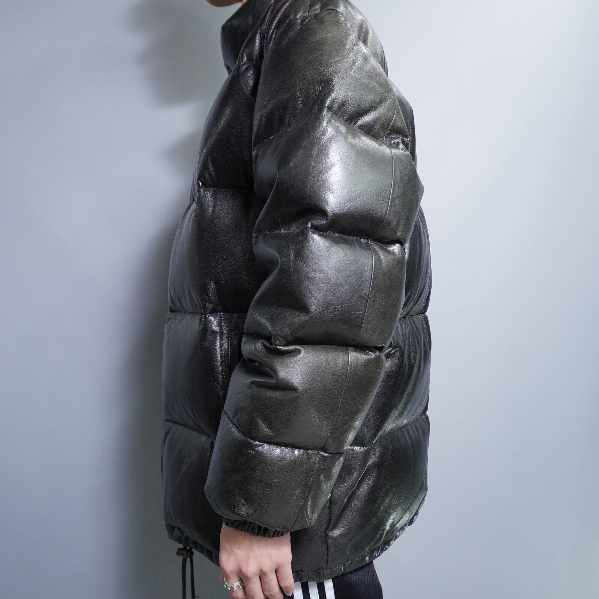 Vintage】ウィンドアーマー リアルレザー 本革ダウンJKT BLACK | V by