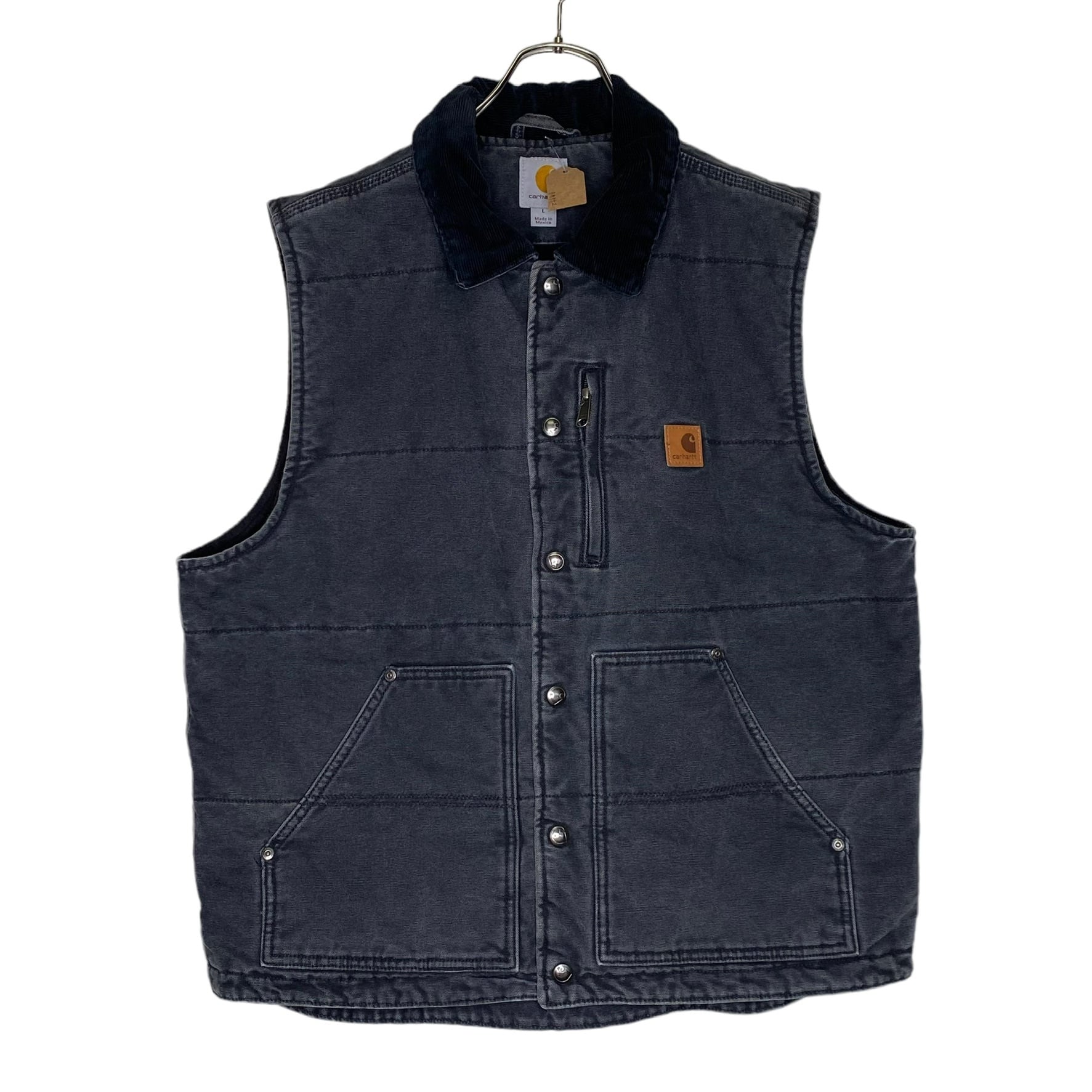 Carhartt ダックベスト L 革パッチ 襟コーデュロイ 状態良好 | 古着屋
