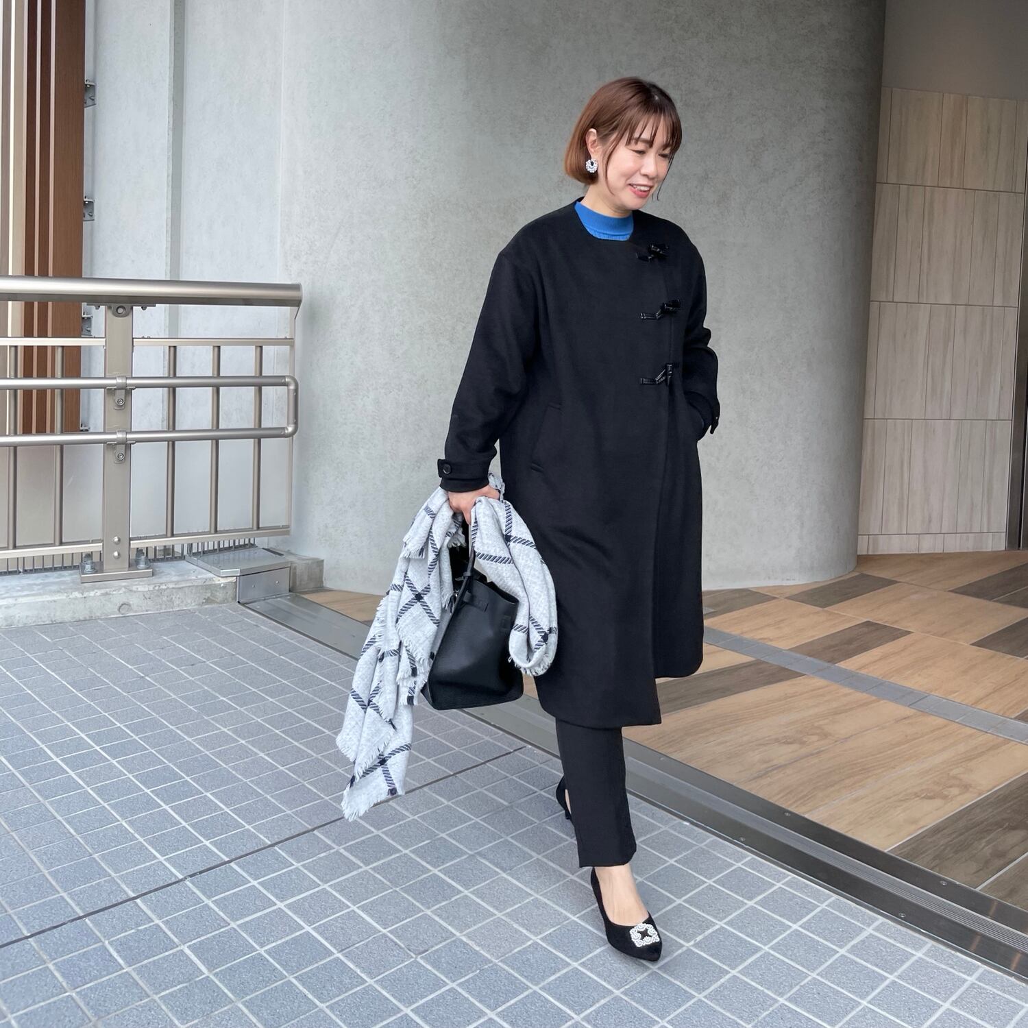 軽量＆あったかウール♡ゆったりお洒落ノーカラーコート【FREE】卒業式