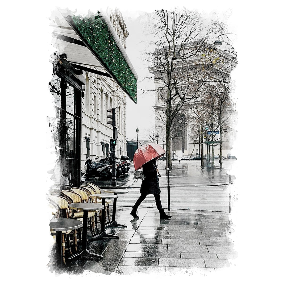 3軒の家の風景画（水彩画）（720×630） 3軒の家の風景画（水彩画