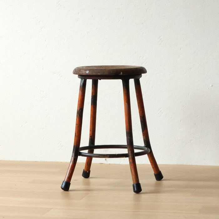 ヴィンテージ アイアンスツール⑥ 無垢材 鉄脚 古家具 レトロ | RENOKA