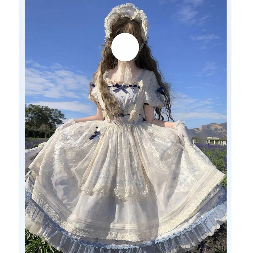 SEASONZ レーススカート ワンピース 重ね着 花柄 上品 クラロリ 原宿