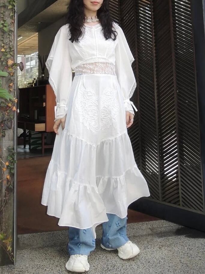 25SS】FUMIE TANAKA フミエタナカ / squaer lace OP / レース