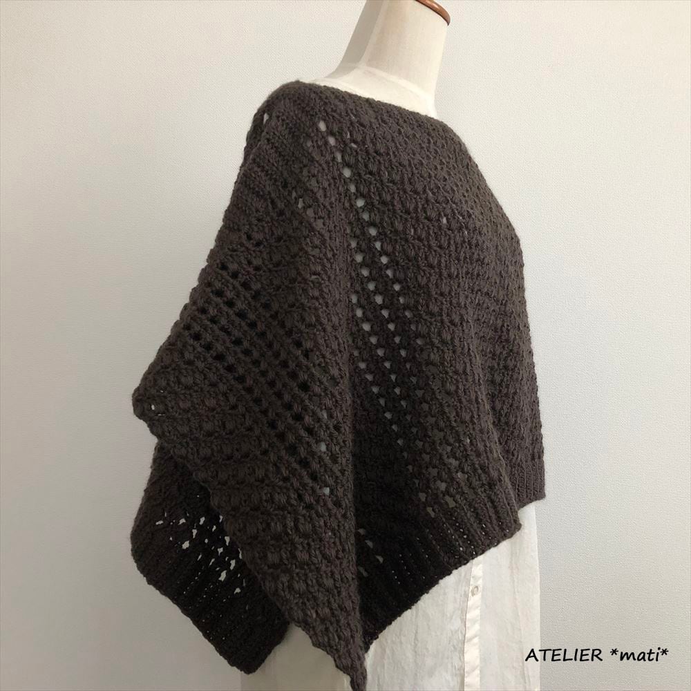 編み図のみ】交差編みの2Wayポンチョ・2サイズ（印刷版） | 手編み雑貨