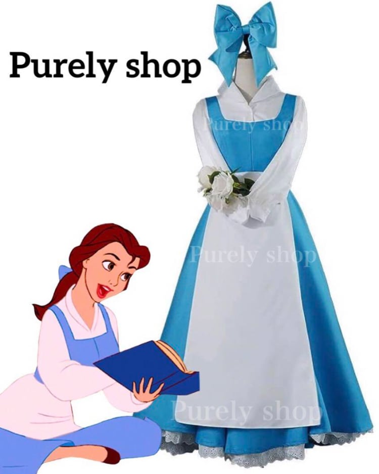 ディズニー 美女と野獣 町娘 ベル コスプレ Dハロ 衣装 仮装 ブルー