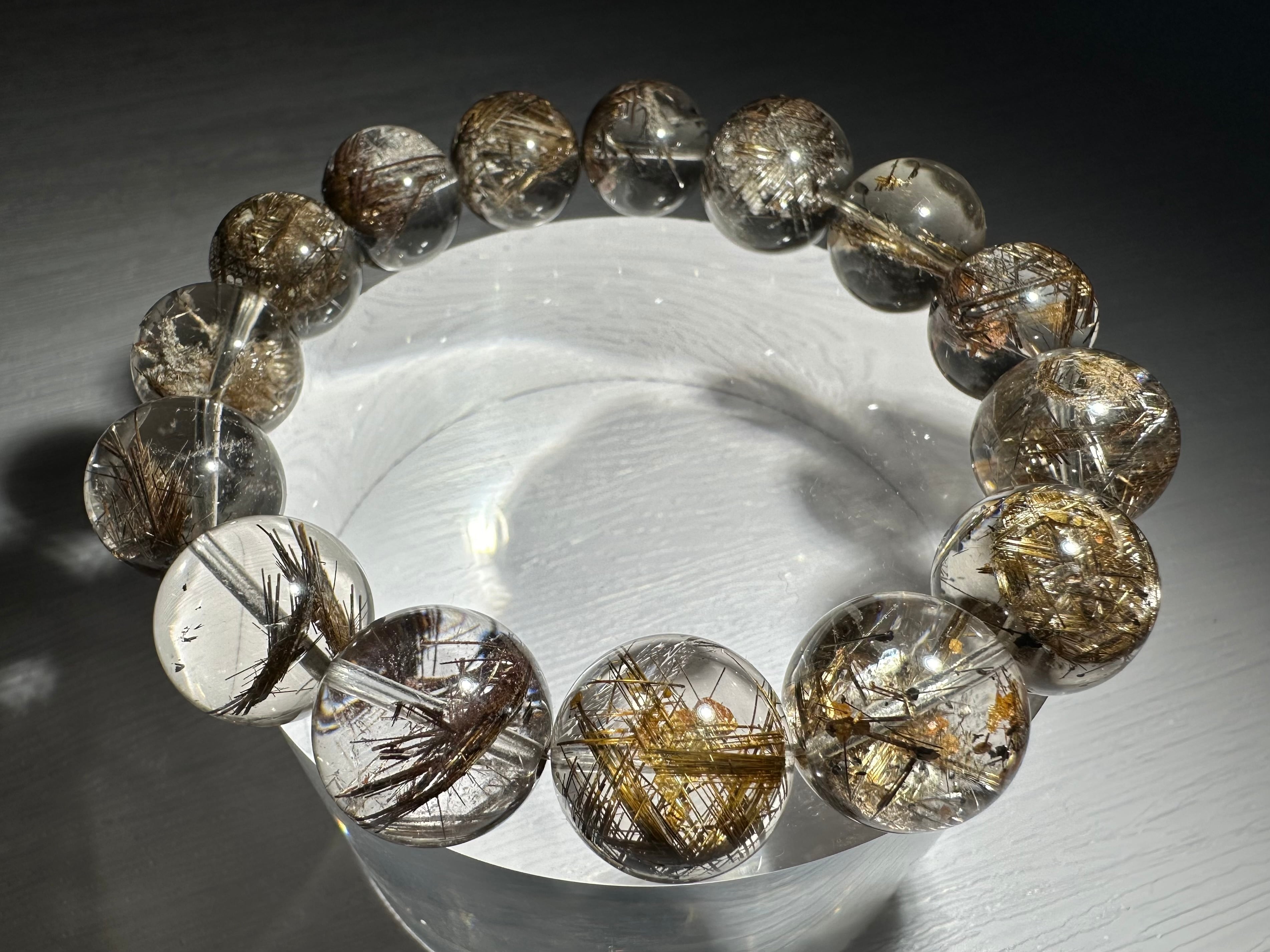 SSS】ガーデンinジオメトリールチルクォーツブレスレット(鑑定書付