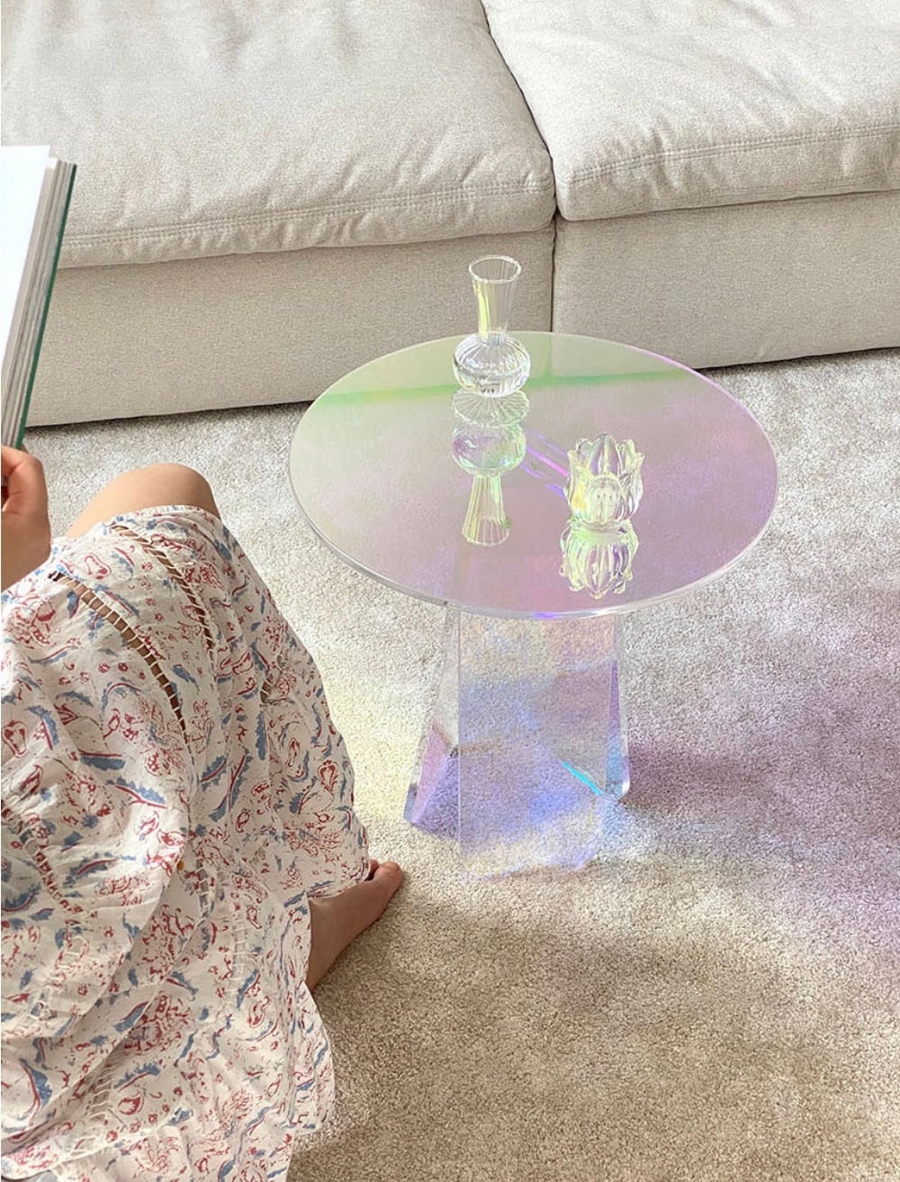 aurora acrylic side table / オーロラ サイドテーブル ホログラム 棚