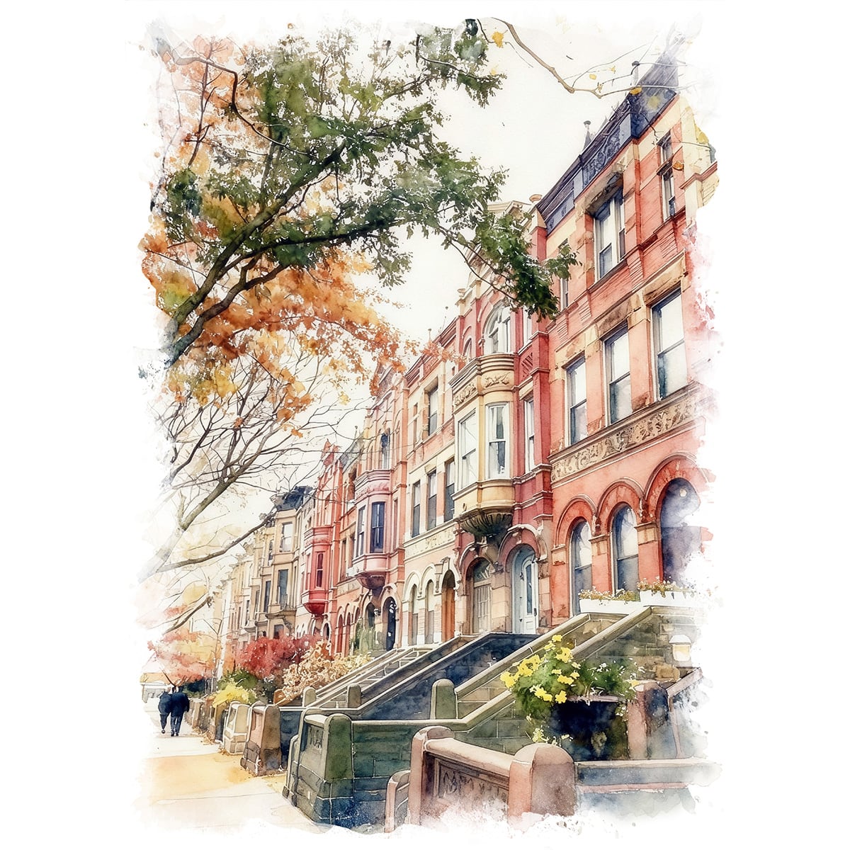 絵画 アメリカ 風景画(街並み) ブルックリンパーク スロープ