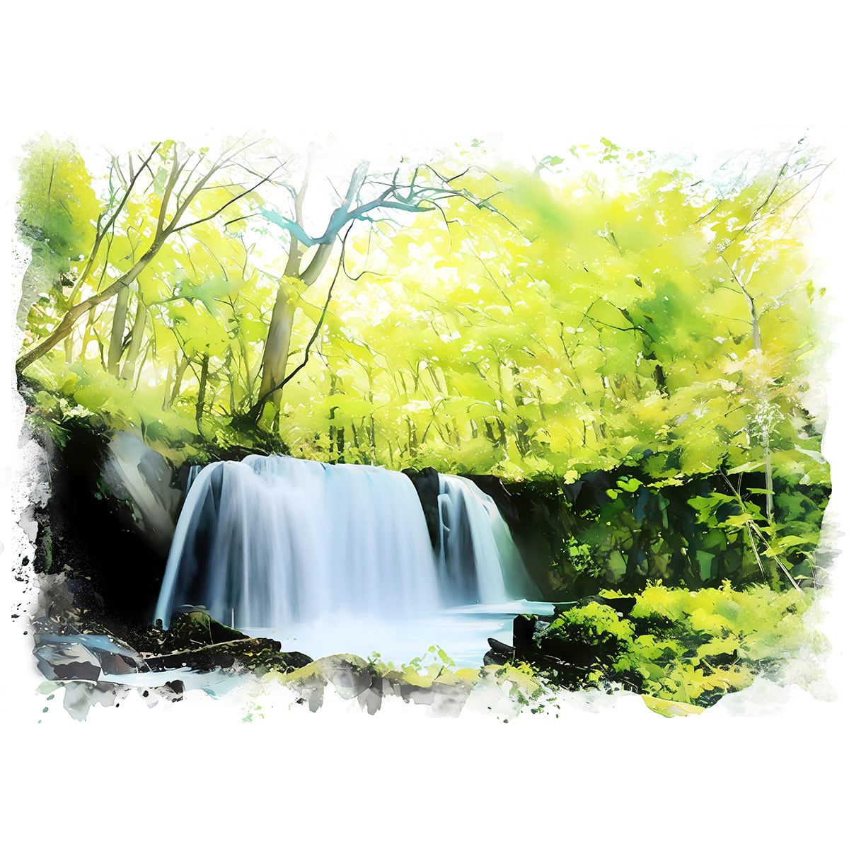 滝の風景 油彩画 滝の風景 油彩画 油彩画 滝の風景 約30cm x 40cm 油彩