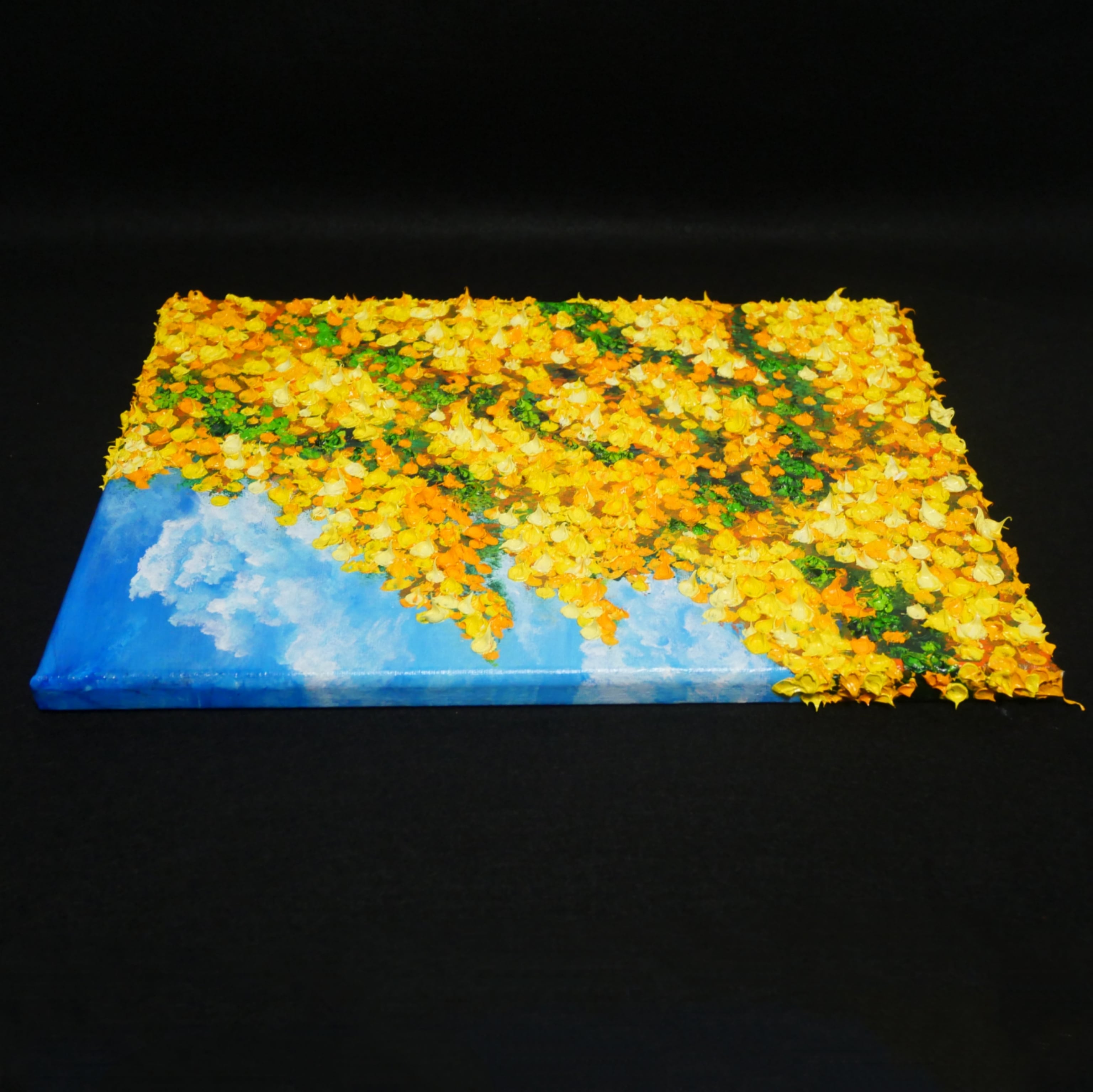 油絵 油彩 油彩画 絵 絵画【青空のミモザ】F4号 | HIROSHI1990