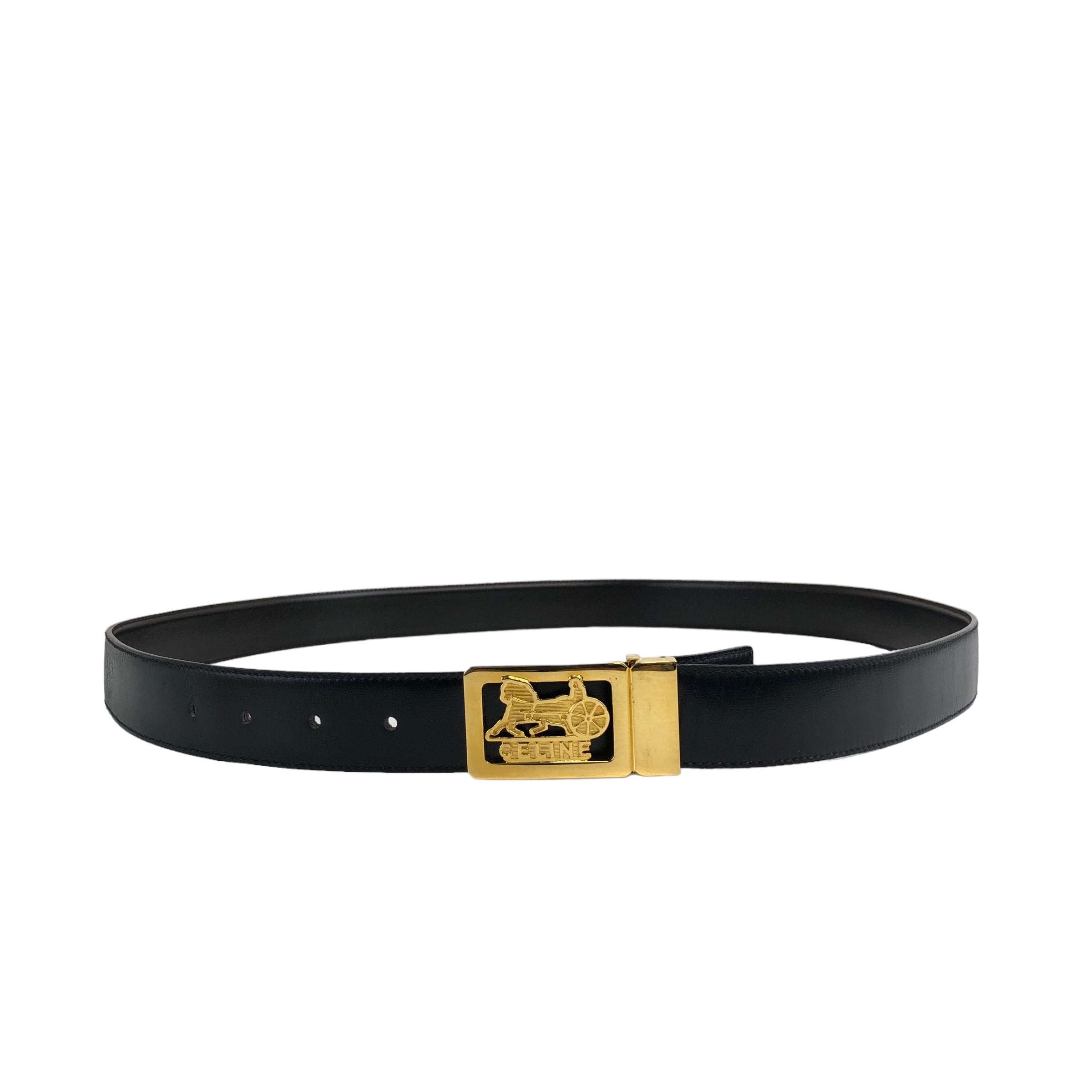 CELINE セリーヌ ベルト ブラック 馬車 レザー vintage ヴィンテージ