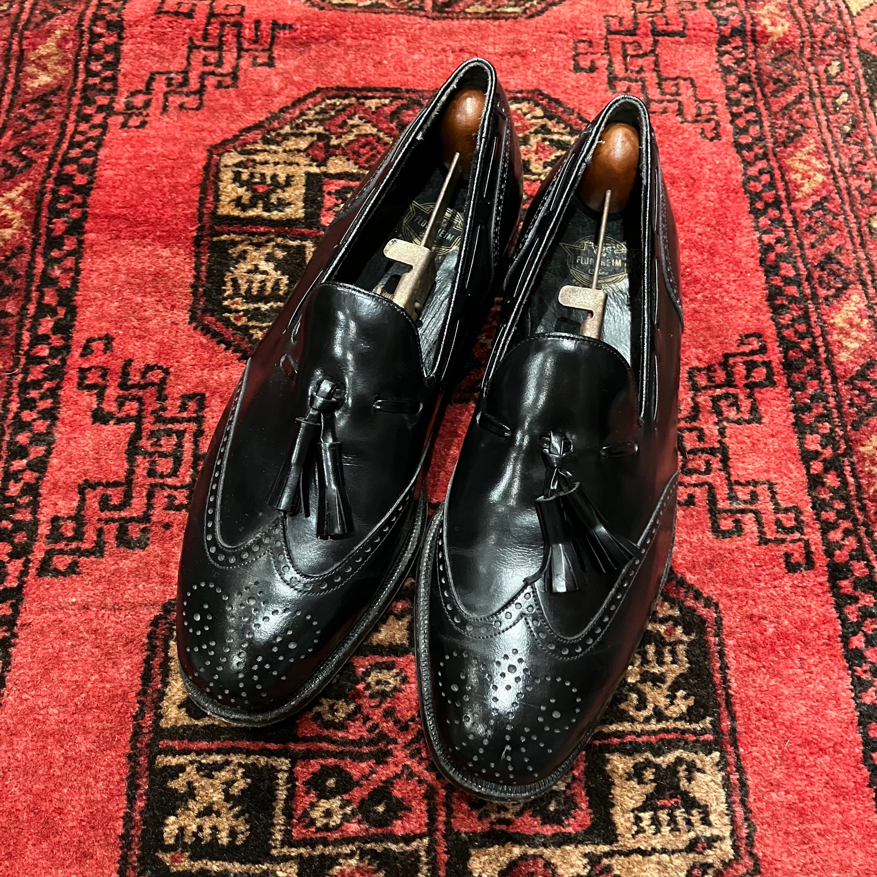 USA VINTAGE FLORSHEIM LEATHER WING TIP TUSSEL LOAFER/アメリカ古着