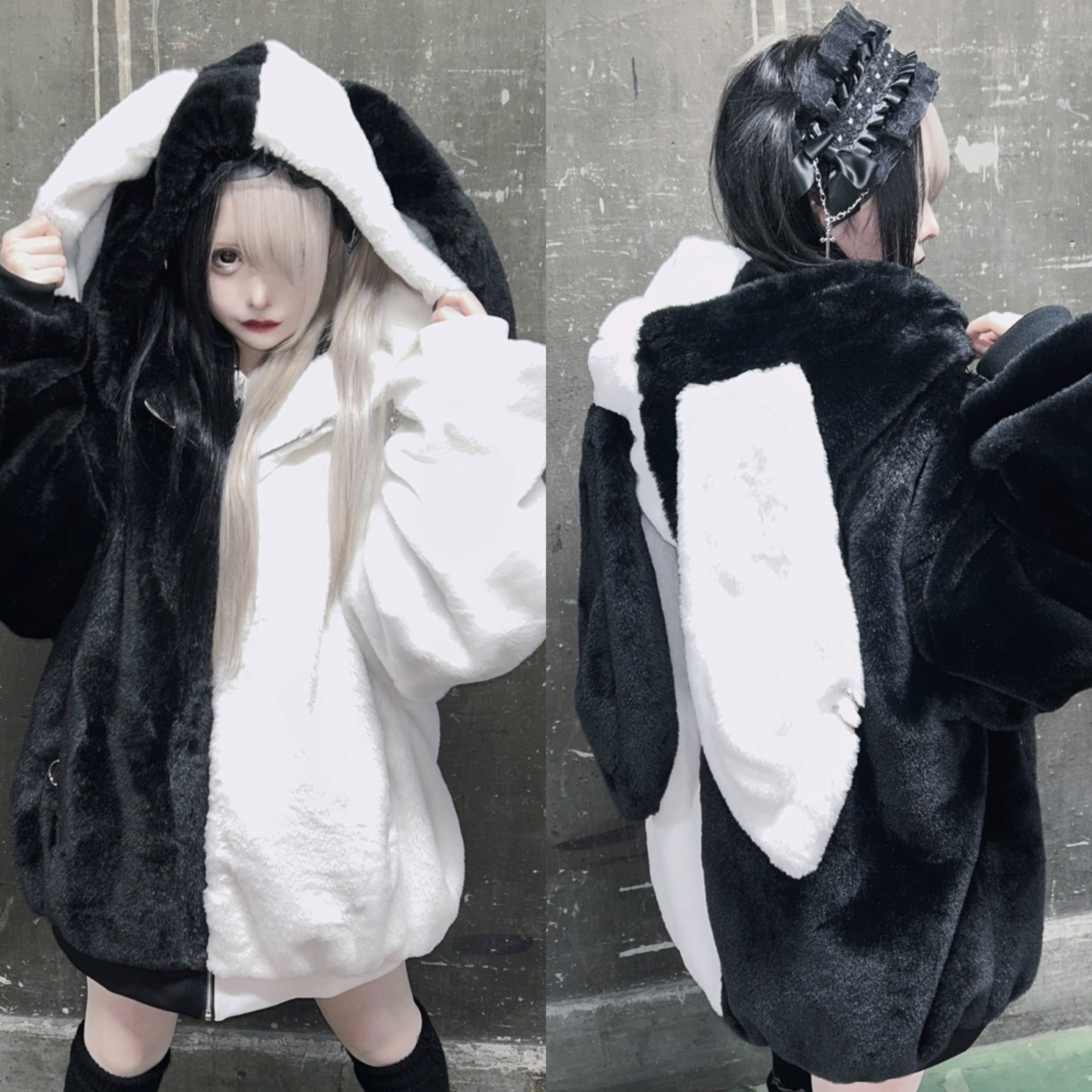 PSYNYXX うさ耳ファーブルゾン 地雷 サブジラ サブカル 耳 うさぎ 猫