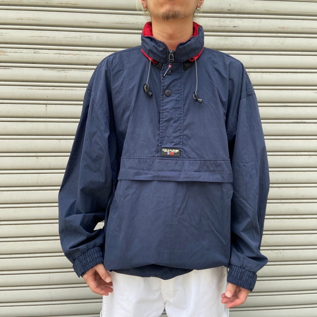 90s CHAPS ラルフローレン アノラックパーカー プルオーバー 紺 L