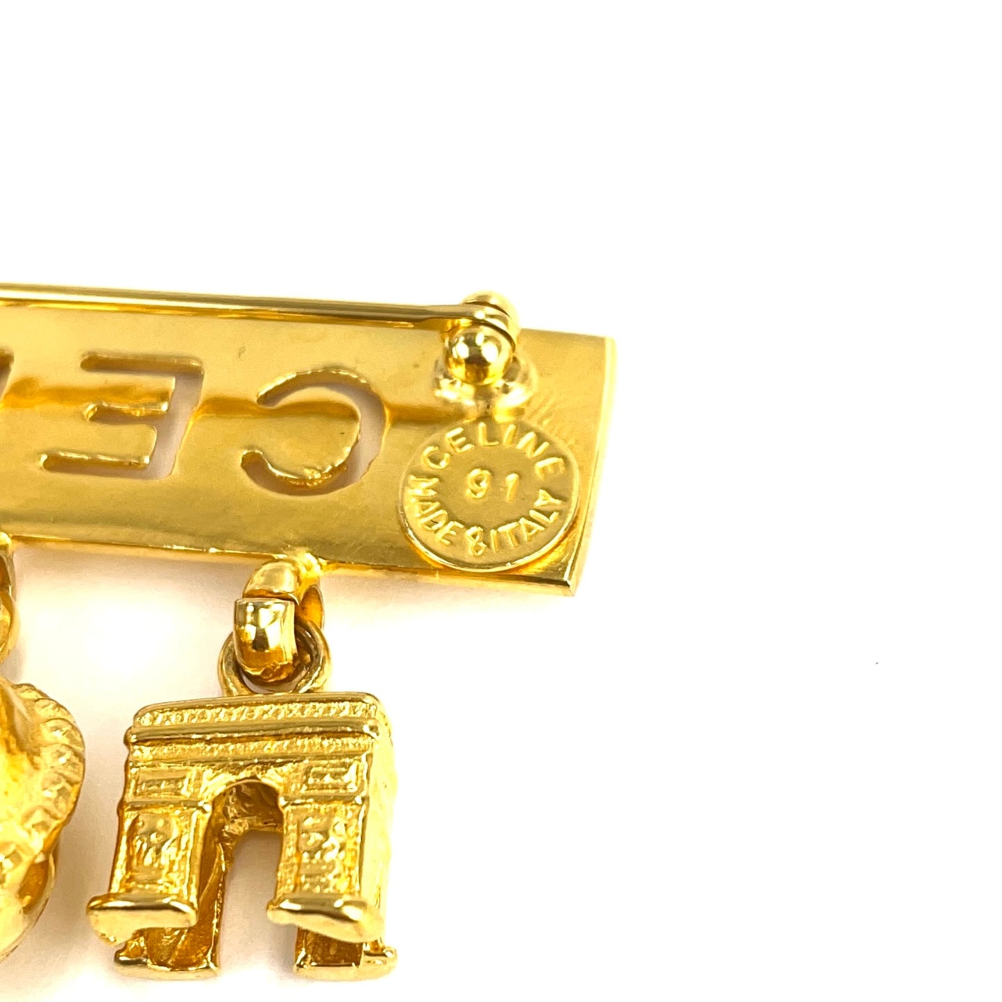 CELINE セリーヌ 凱旋門 スターボール ロゴ アンティーク ブローチ