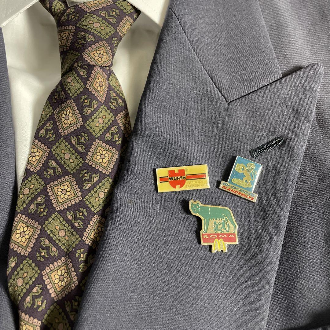 90s ヴィンテージ スーツ ダブル セットアップ 成人式vol.124 紫白 | Flog.