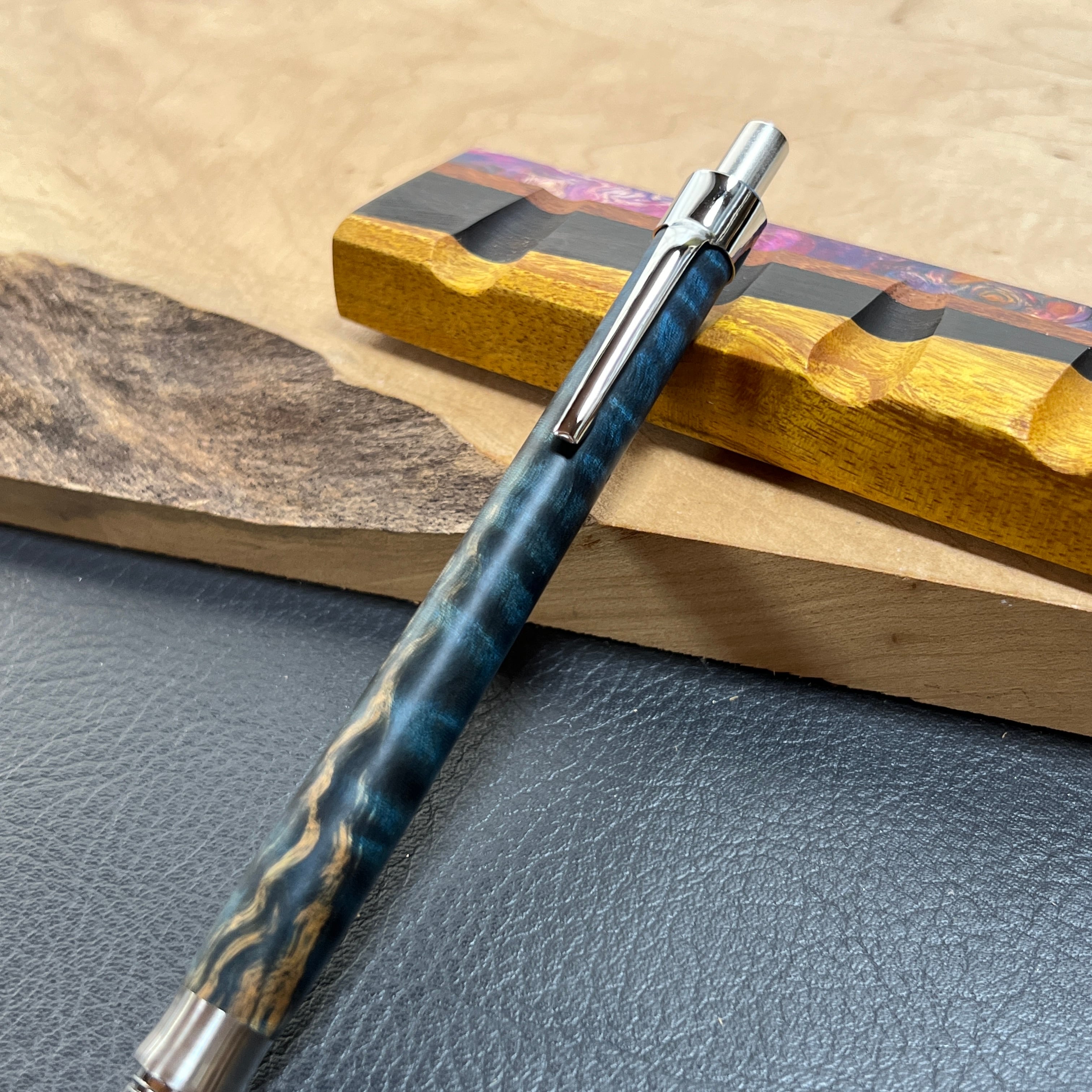 38栃縮杢スタビ 木製シャーペン 最強低重心 Rタイプ⑧ ステンレス