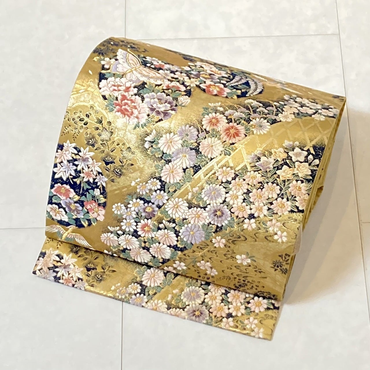 辻が花 螺鈿 やまと誂製 唐織 辻ヶ花 正絹 金糸 袋帯 黒 紺 紫