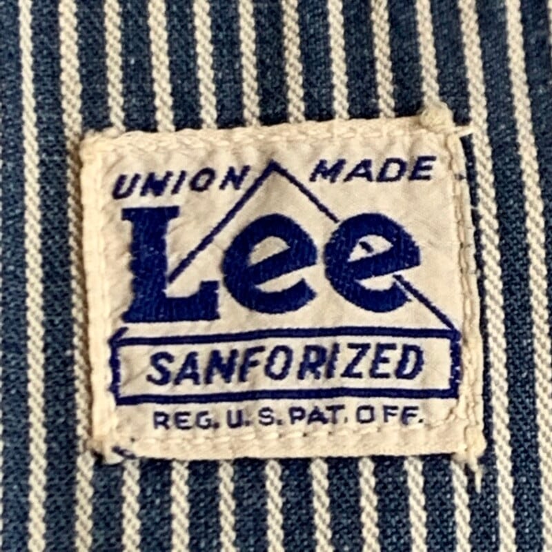 40's Lee 98-SB ヒッコリーストライプ オーバーオール ハウスタグ 斜体
