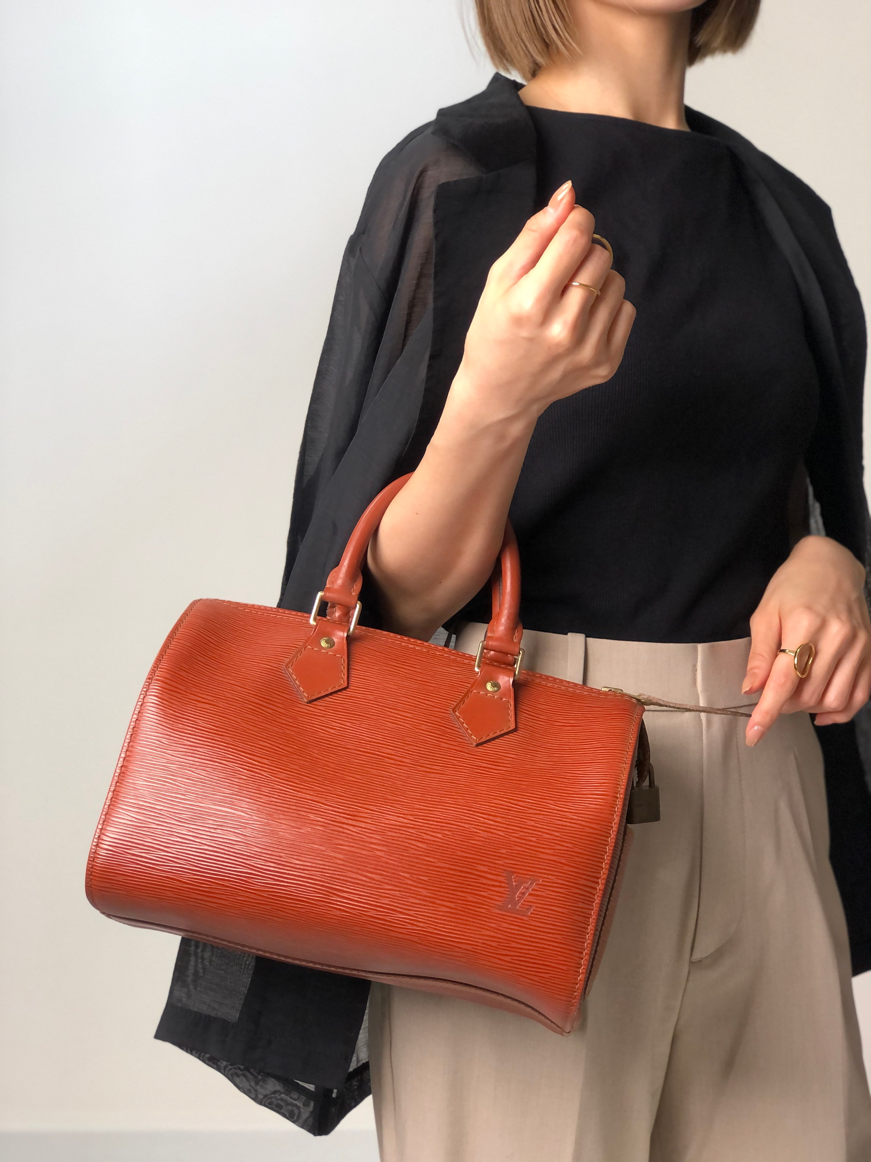 LOUIS VUITTON ルイヴィトン エピ ハンドバッグ ブラウン レザー