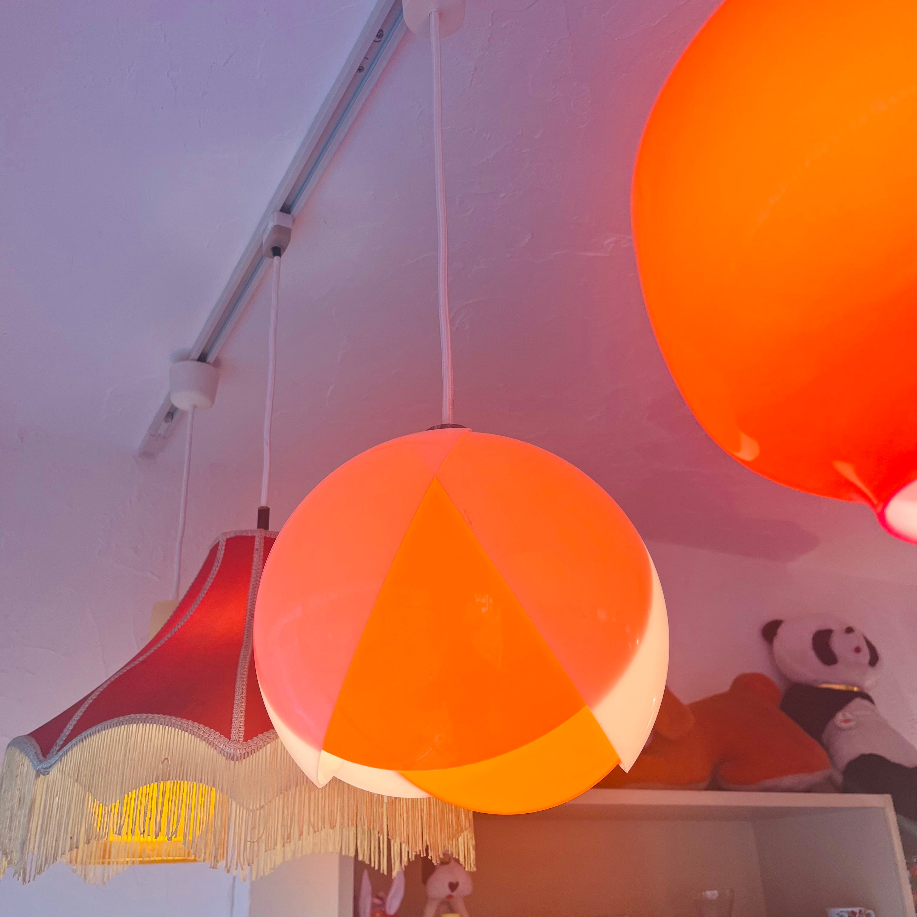 ペンダントライト フラワー オレンジ 天井照明 昭和レトロ | 春眠雑貨店