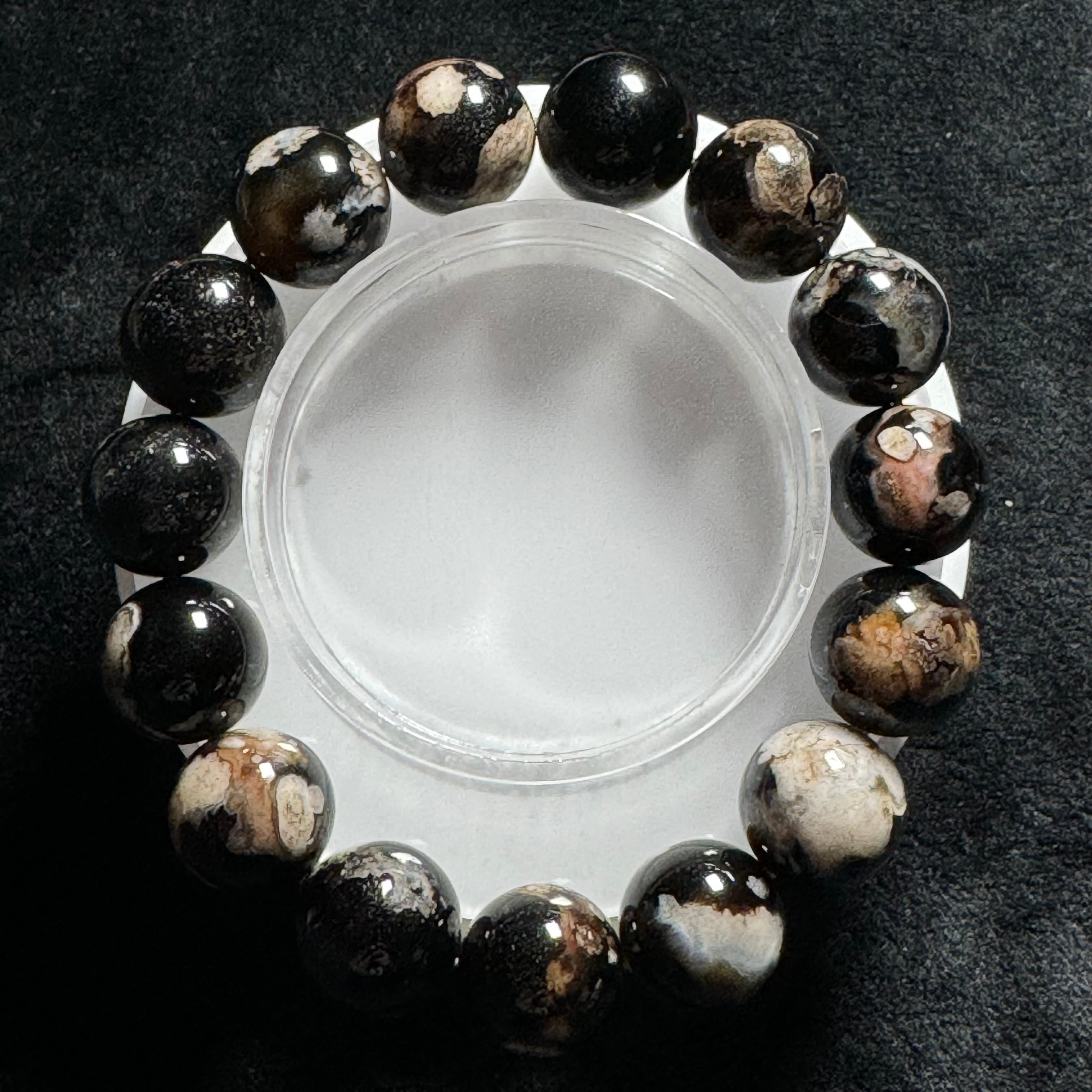 ブラック桜メノウ ブレスレット 約14.5㎜ | 天然石 Kanon stone