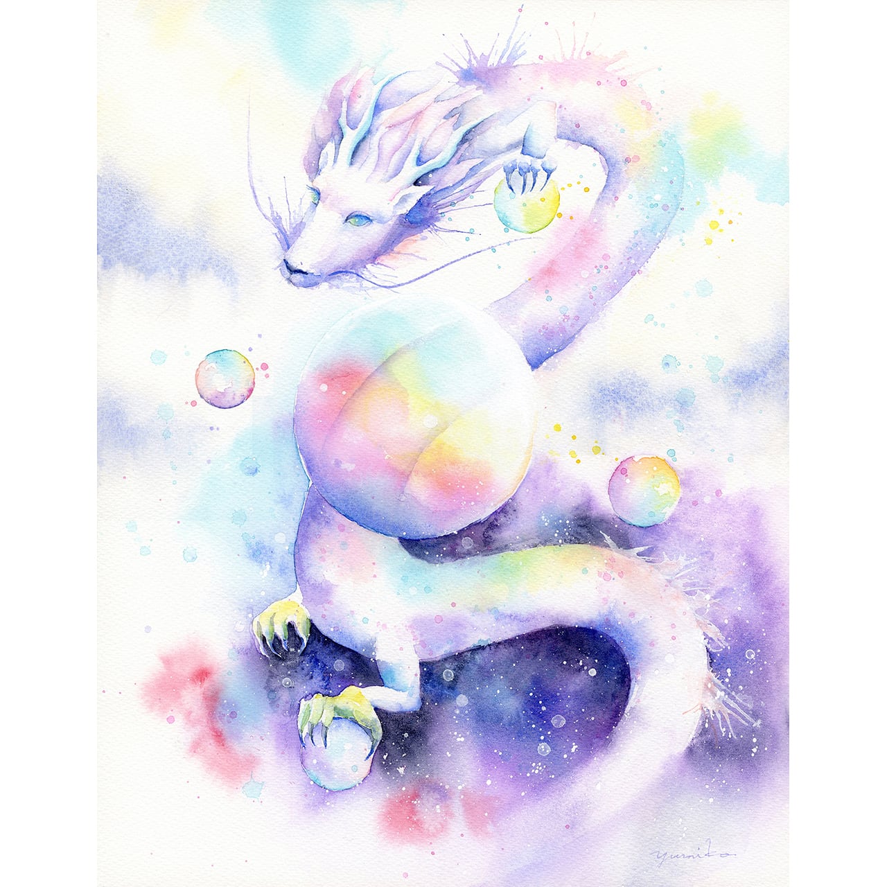 龍神の絵『 虹龍 』複製画 大サイズ 虹龍の絵 | 幸せの水彩画