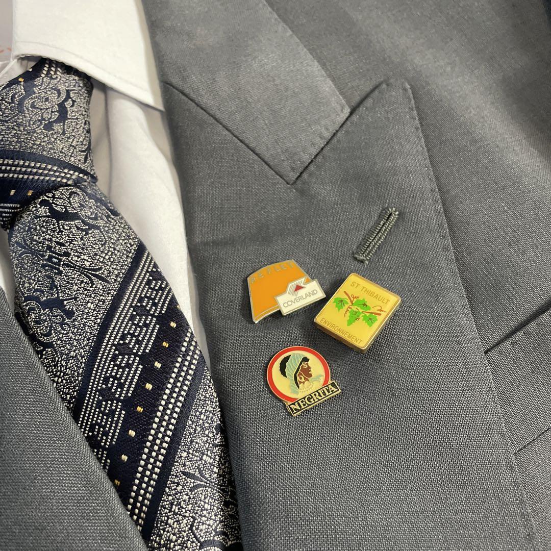 90s ヴィンテージ スーツ ダブル セットアップ ピンズvol.84 グレー