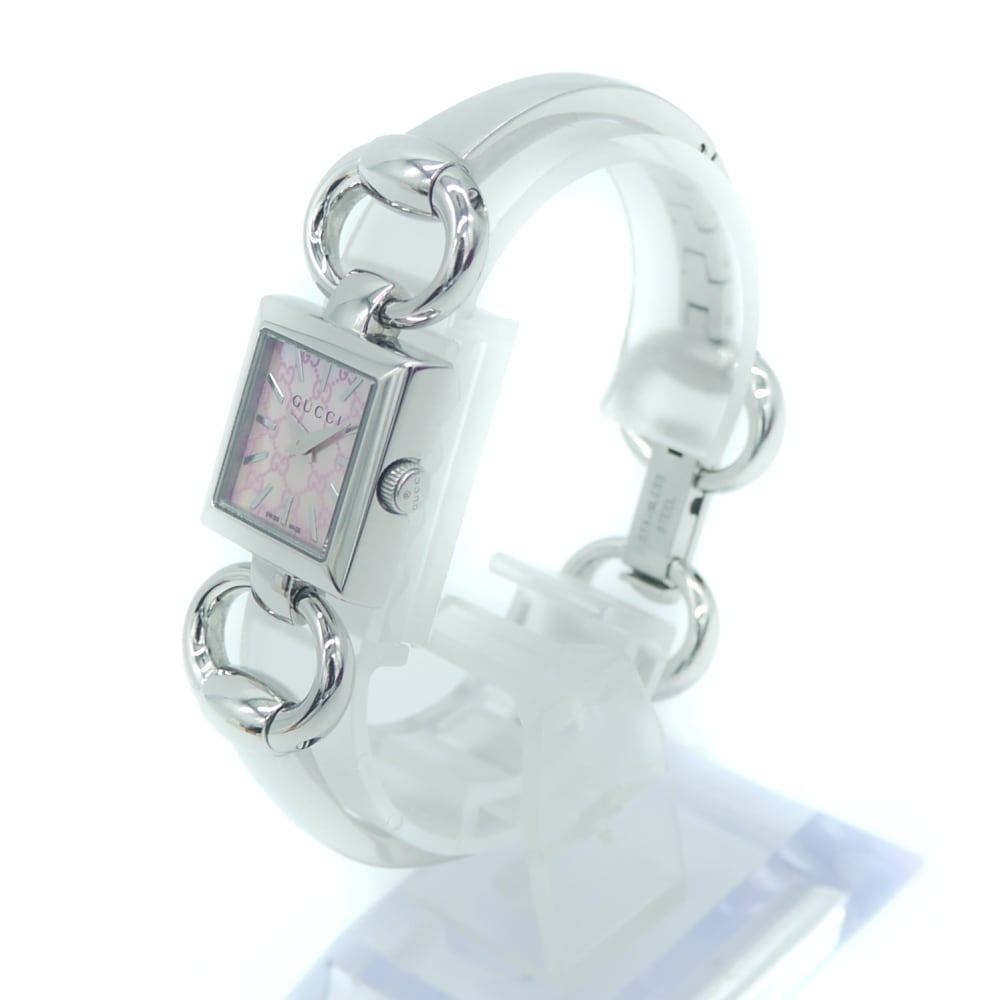 GUCCI グッチ トルナヴォーニ スクエア クォーツ ピンクシェル文字盤