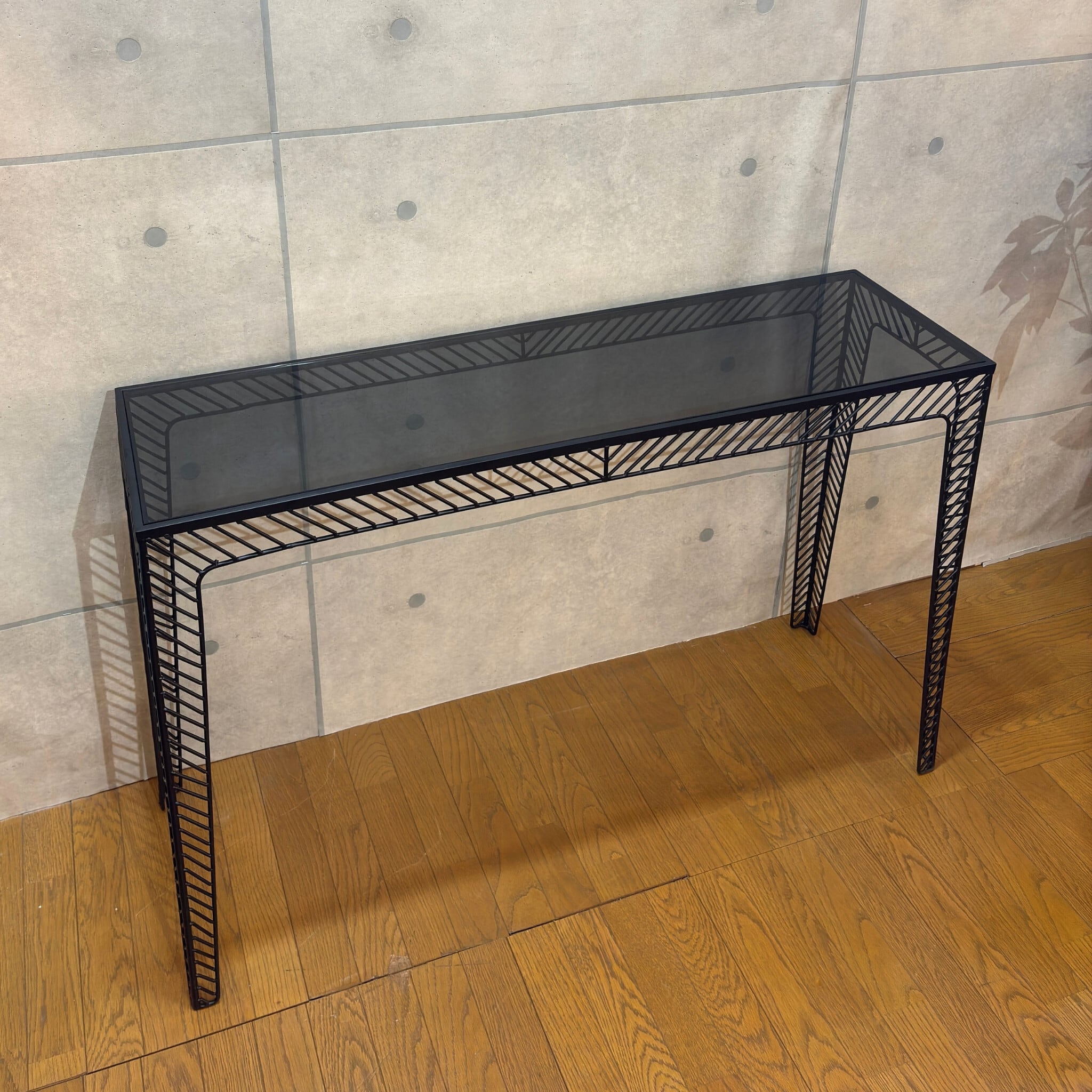 新品】コンソールテーブル W120cm | アイアンフレーム×ガラス天板