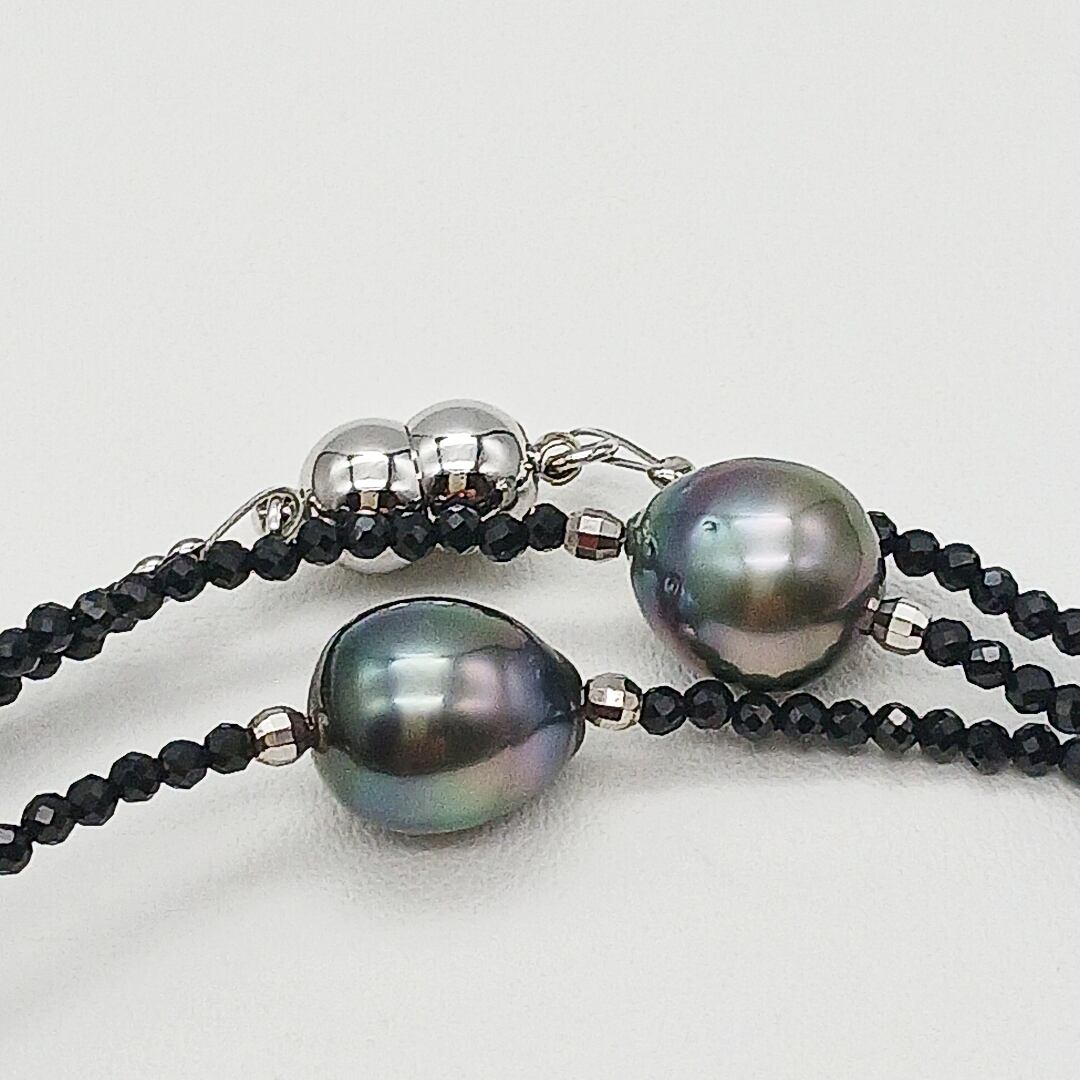 南洋黒蝶真珠入りデザインネックレス・長さ約82センチ（商品番号13