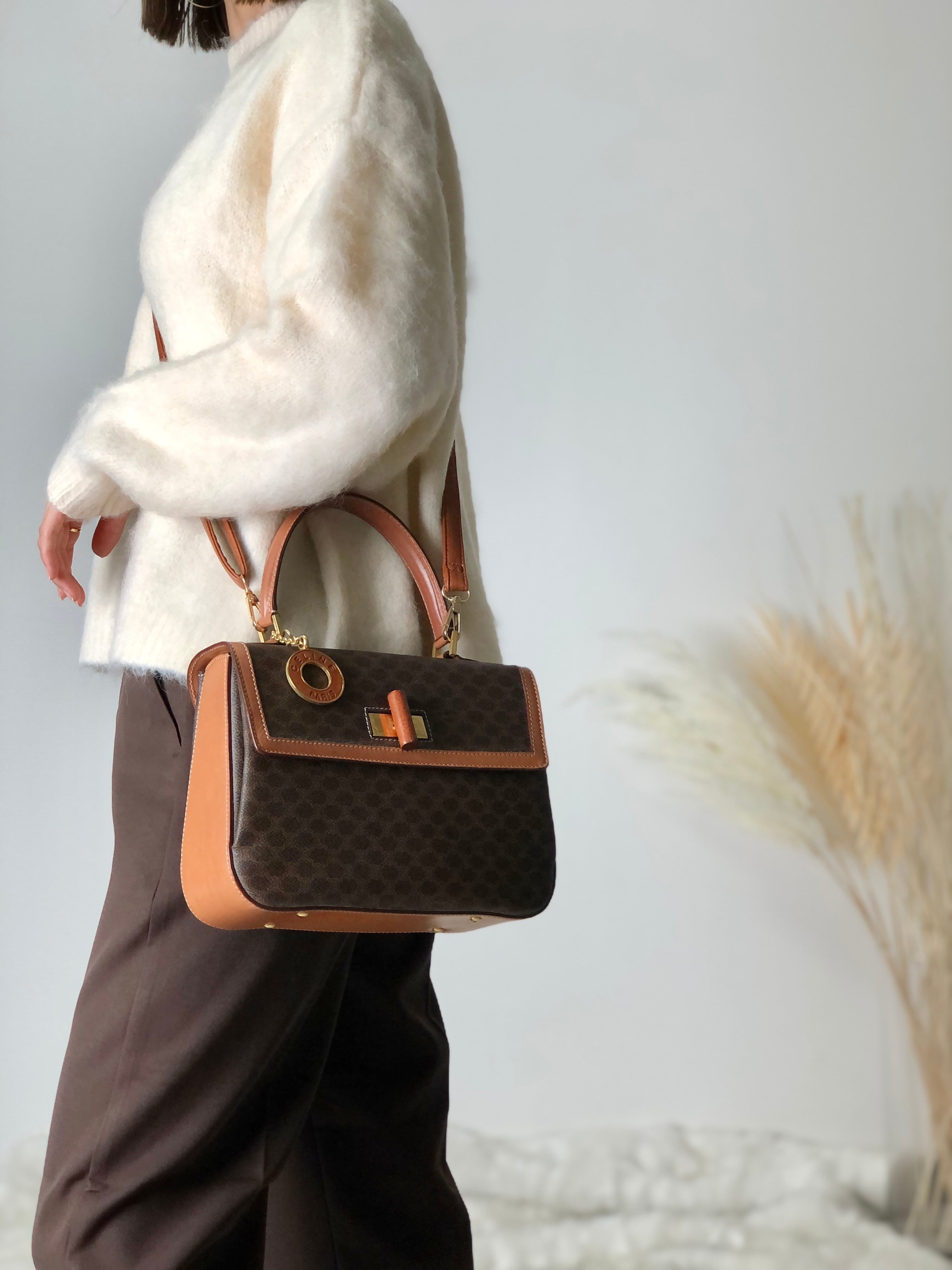 CELINE セリーヌ マカダム ターンロック チャーム レザー 2way