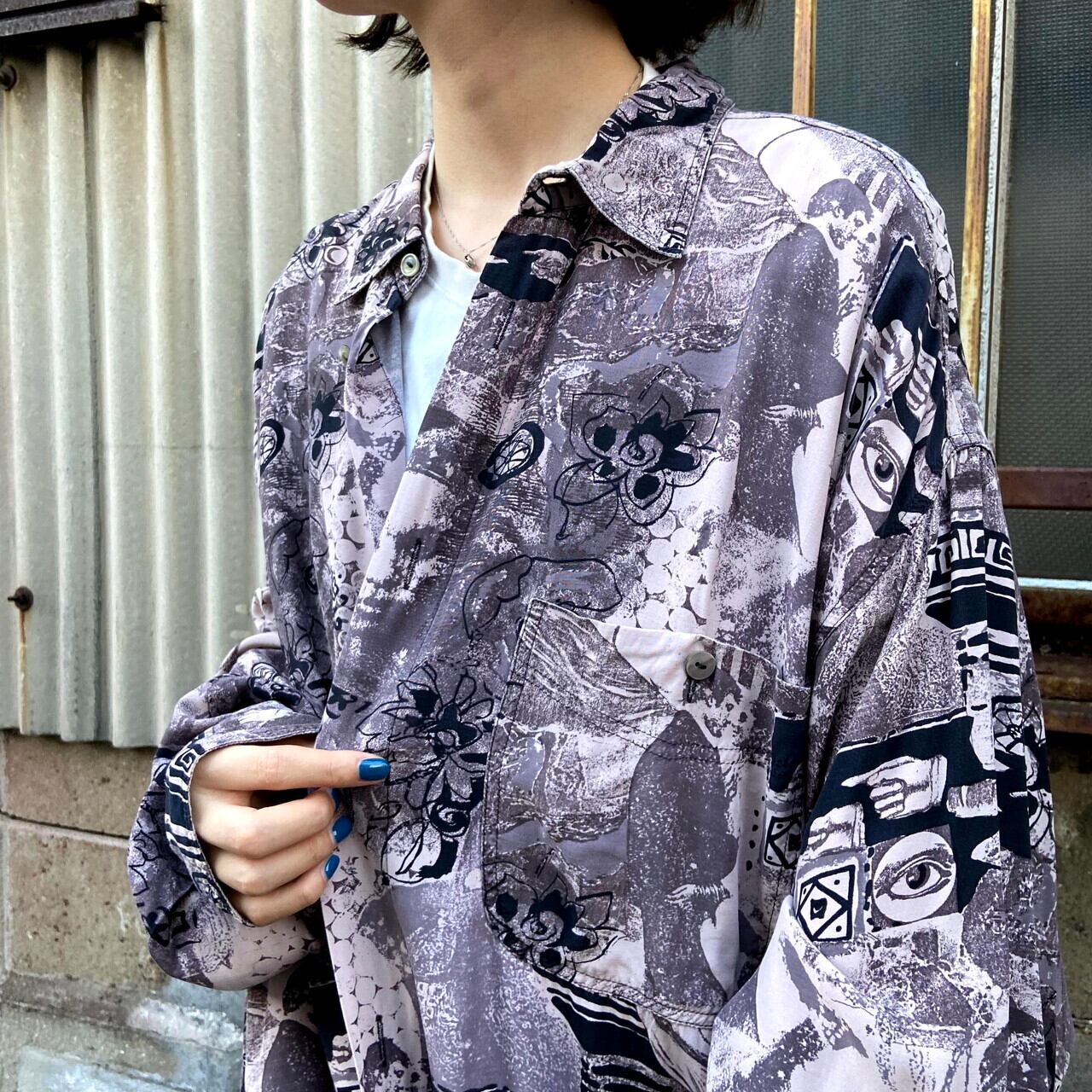 ビッグサイズ haupt ユーロブランド 長袖 レーヨン アート柄 フラワー