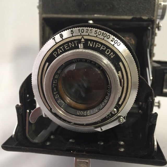 レトロ蛇腹カメラ セミミノルタⅡ改良型 1940年頃 | 路地裏の骨董