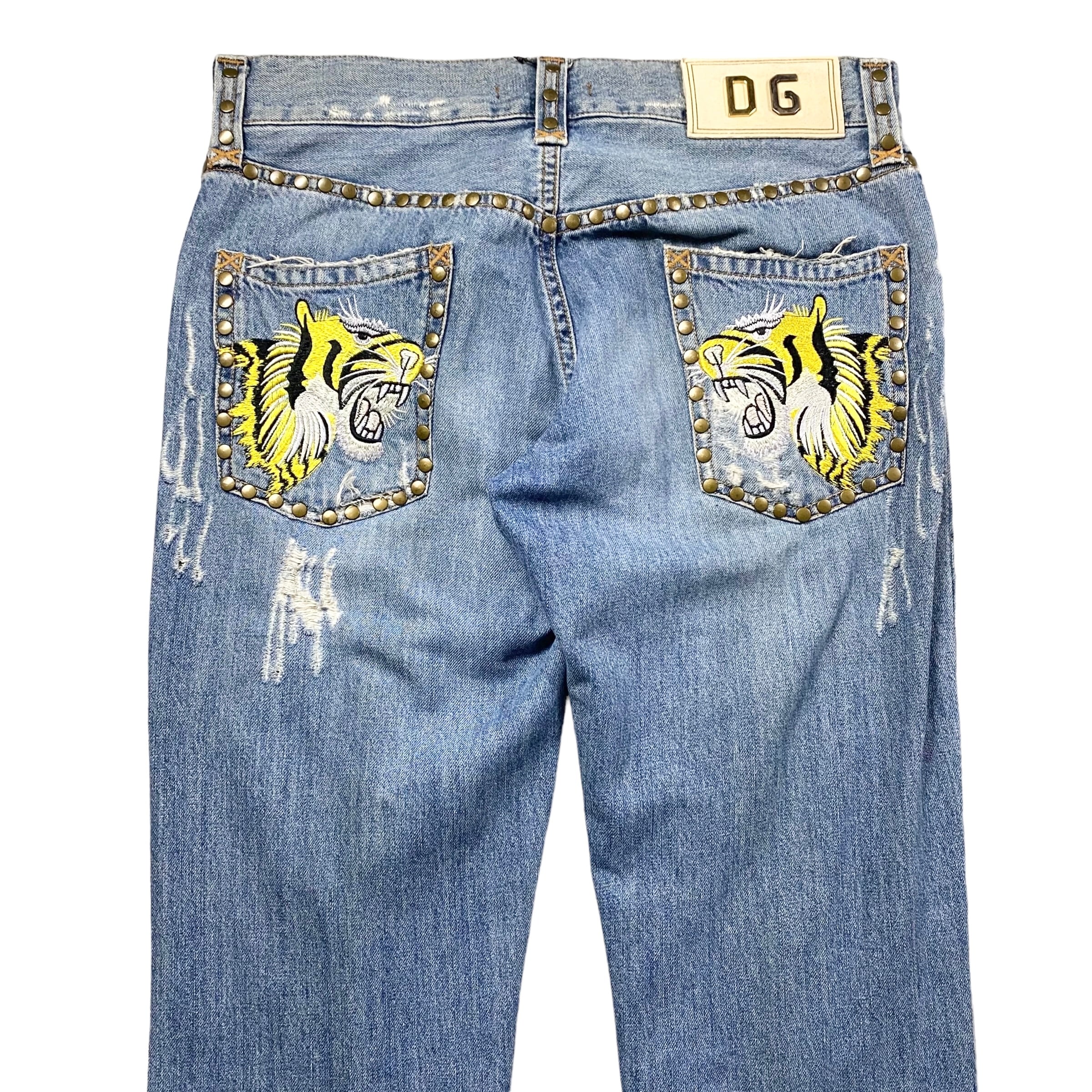 archive 2005SS DOLCE&GABBANA tiger embroidery studs denim pants