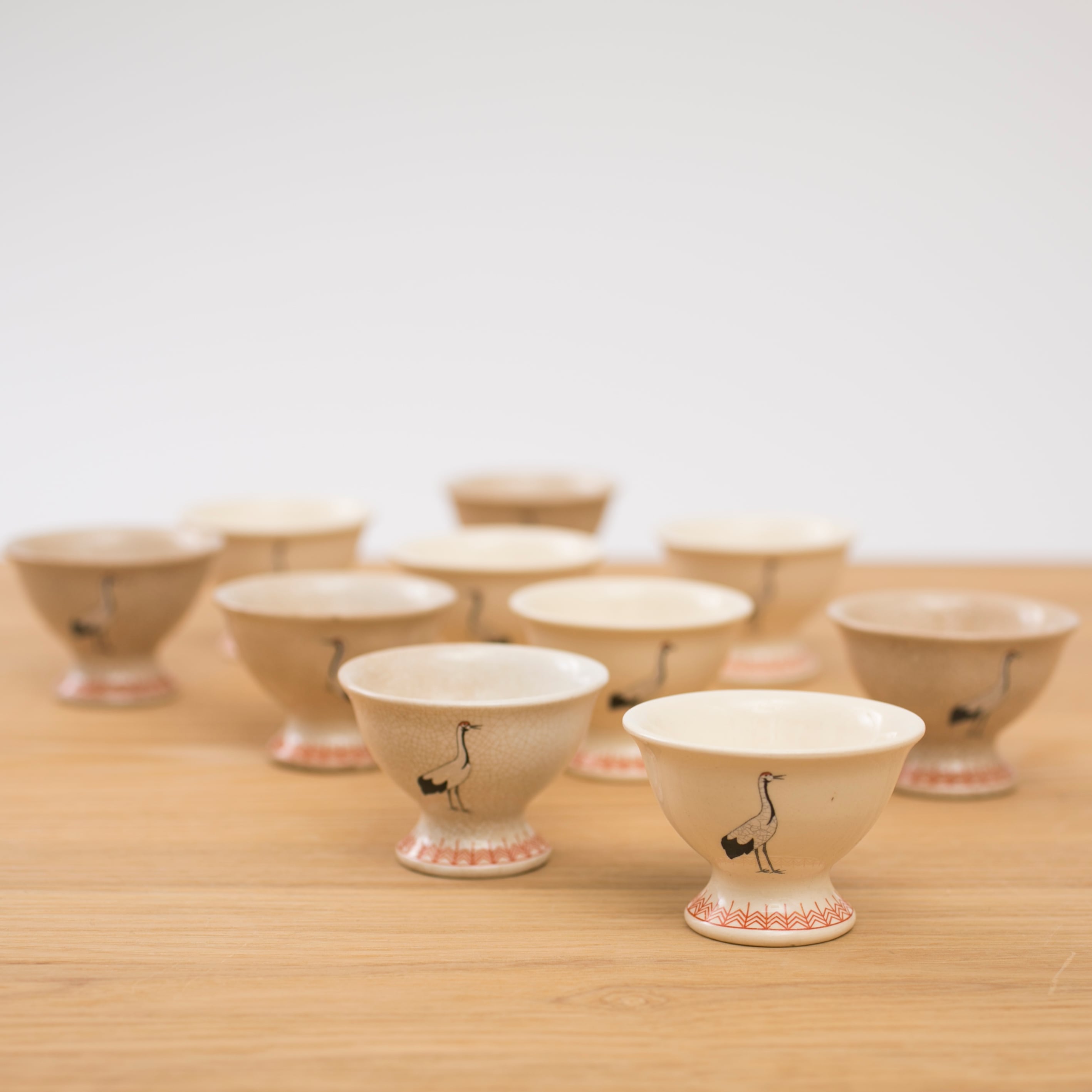 和蘭陀 馬上坏 盃 ぐい呑み 酒器 鶴 ツル 10客セット 十客揃 オランダ