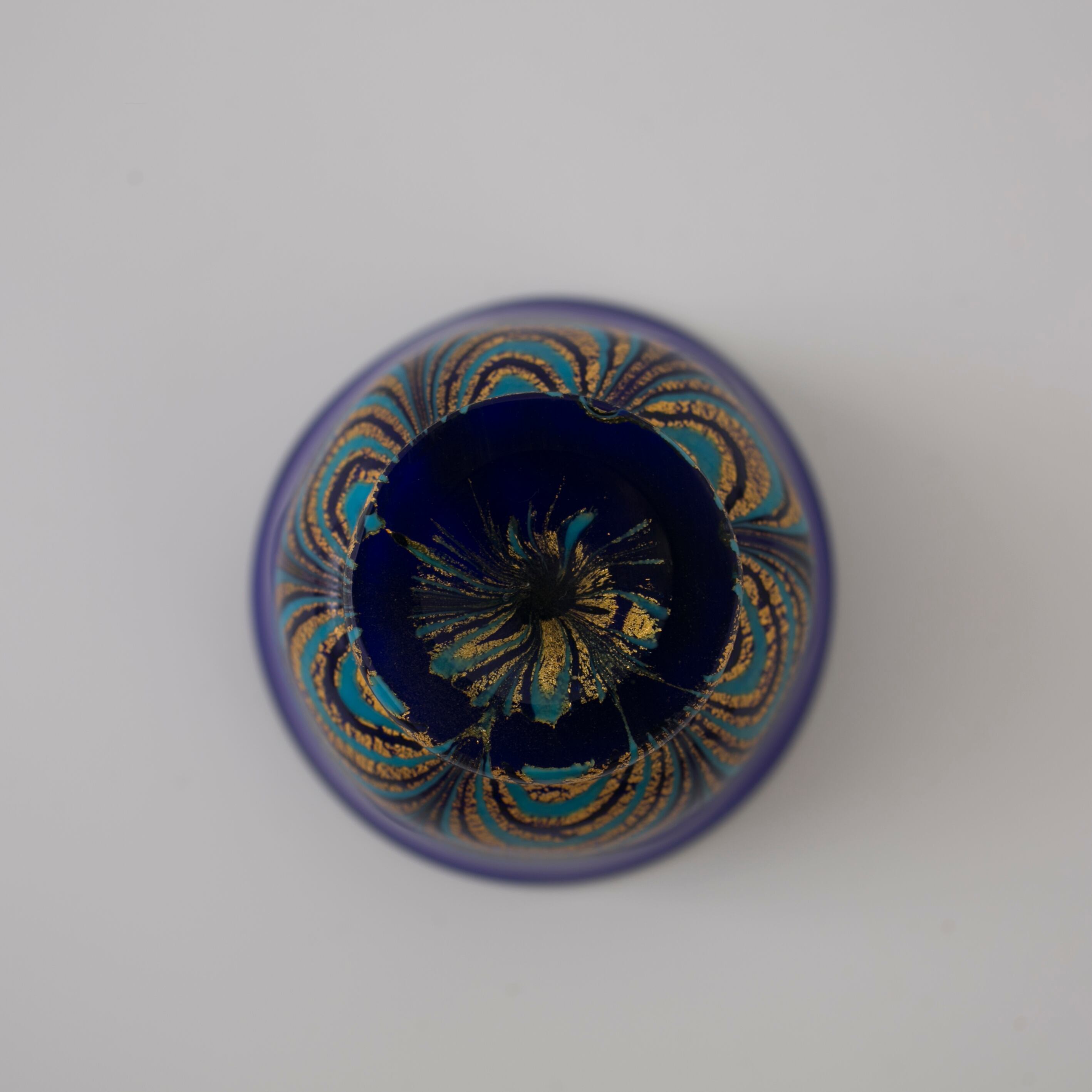 岩田久利 金彩 マーブル 青 紺 水色 硝子 ガラス 盃 猪口 酒器 ぐい呑