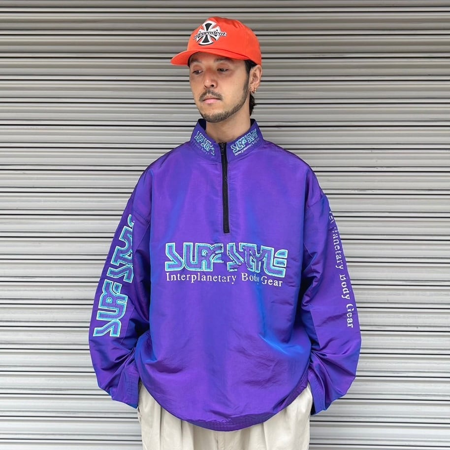 90's Surf Style Half Zip Nylon Jacket XL程度 / サーフスタイル