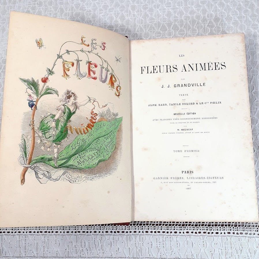 天才挿絵画家グランヴィル 【フルールアニメ 花の幻想】 希少な2冊組