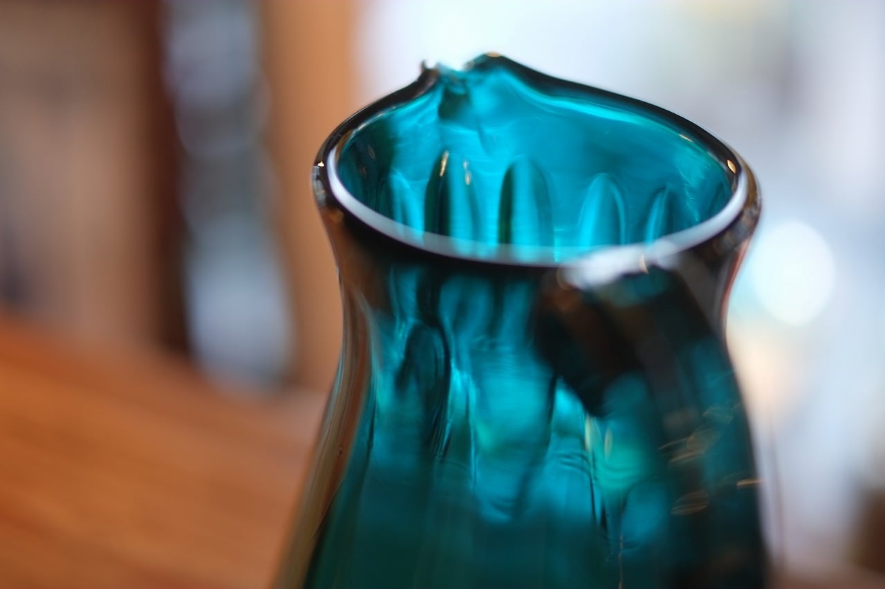 小谷真三/眞三 吹きガラス ブルー 倉敷ガラス 気泡 直径13.5cm ボウル