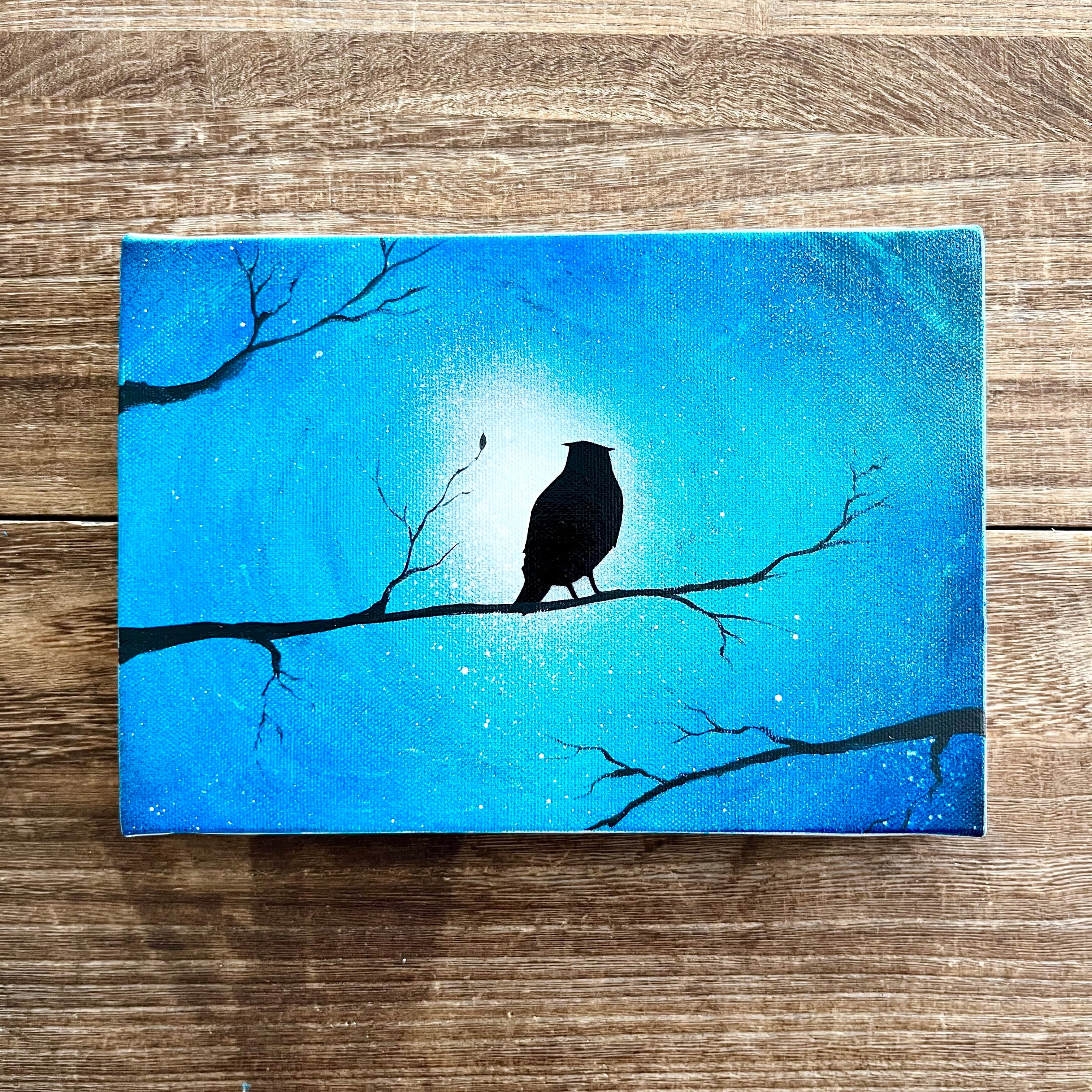 キャンバス油絵 専用 世界のカラフルなふくろう とっても明るい月夜