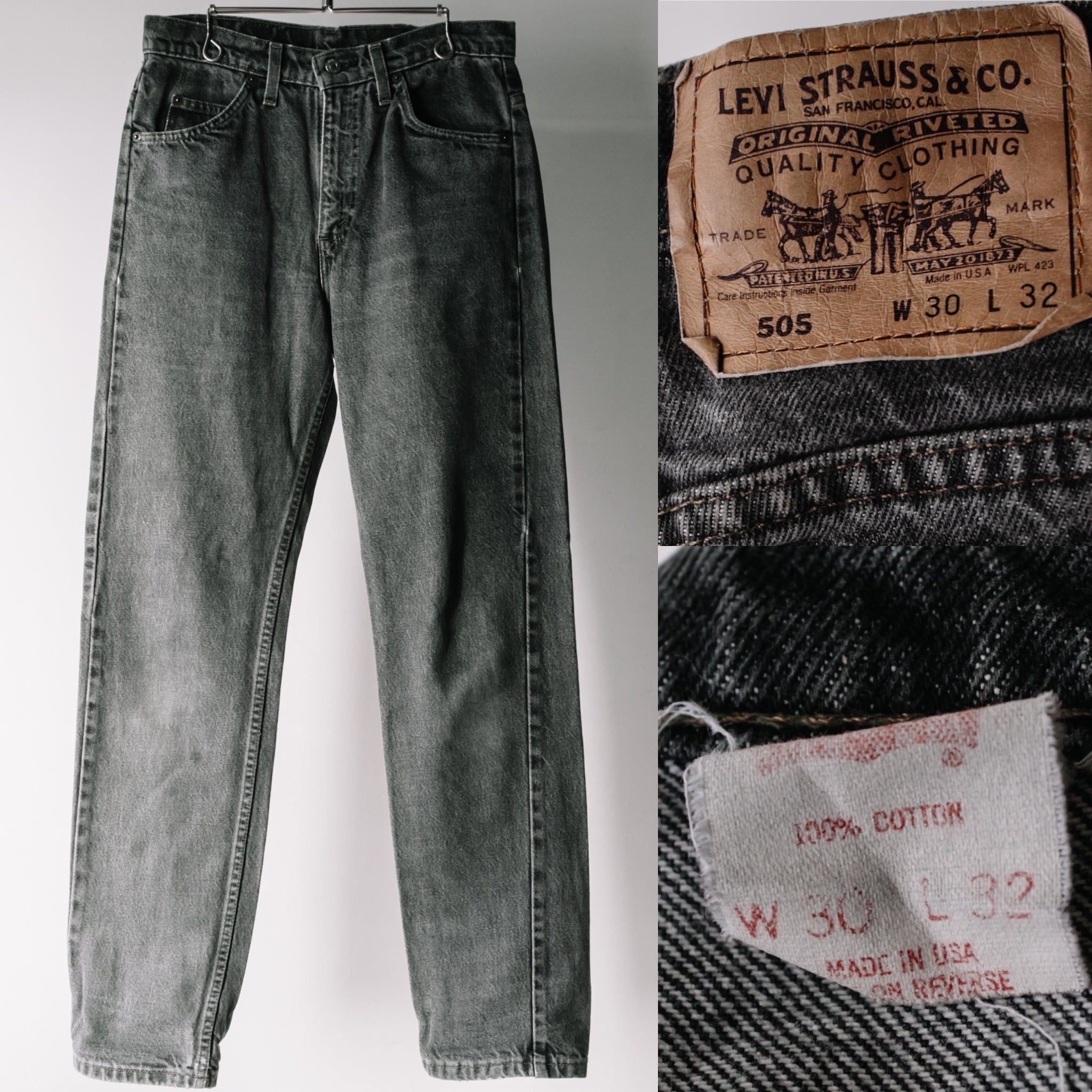 90's Levi's 505 先染めブラックデニム W30 L32 USA製【TA082830