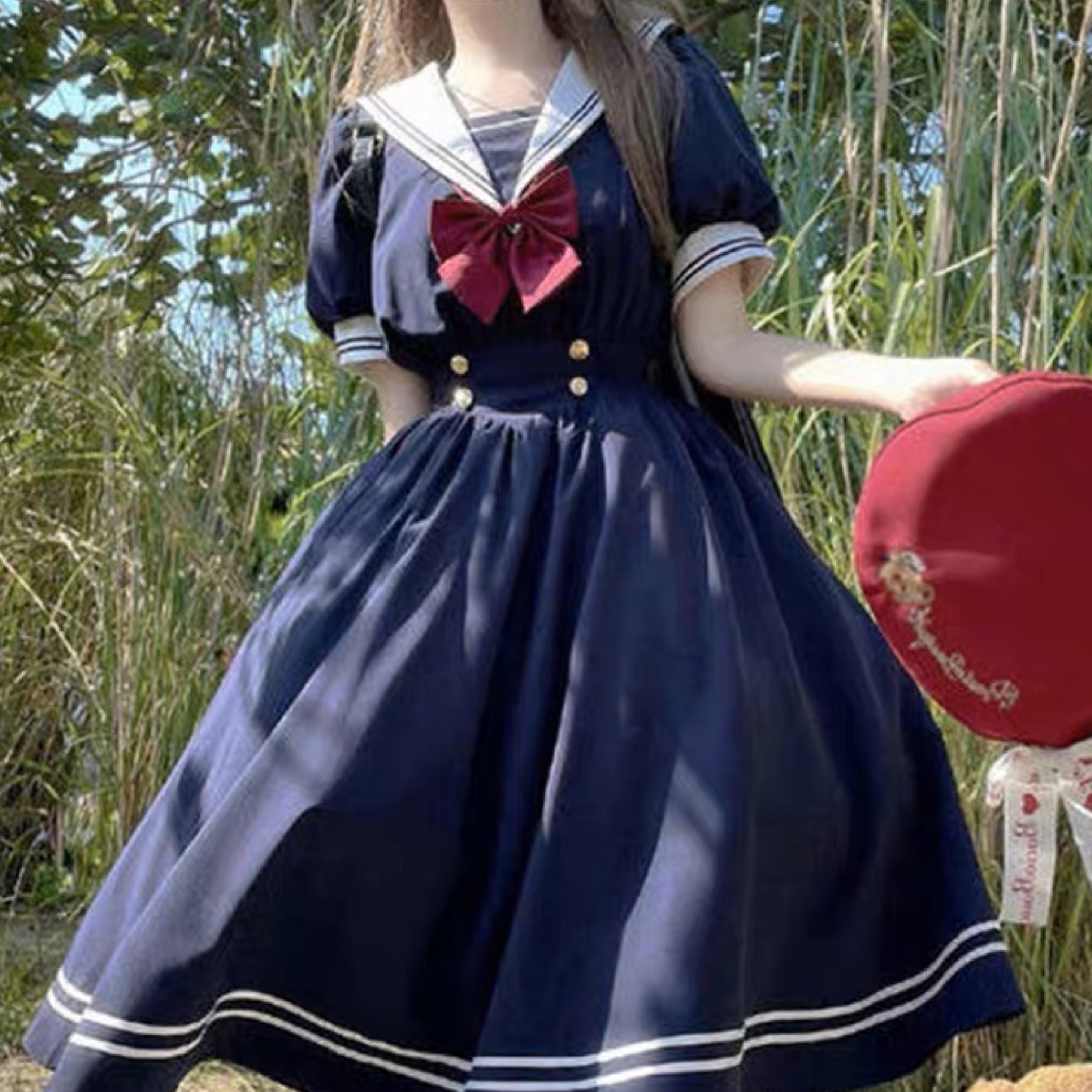 スウィートガーリー♡ミモレ丈セーラーワンピース F0674 | retro_n