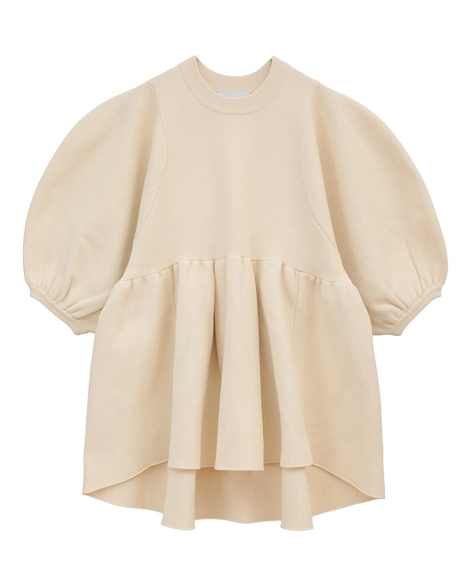 CLANE(クラネ) BALLOON SLEEVE GATHER KNIT TOPS IVORY | サウス