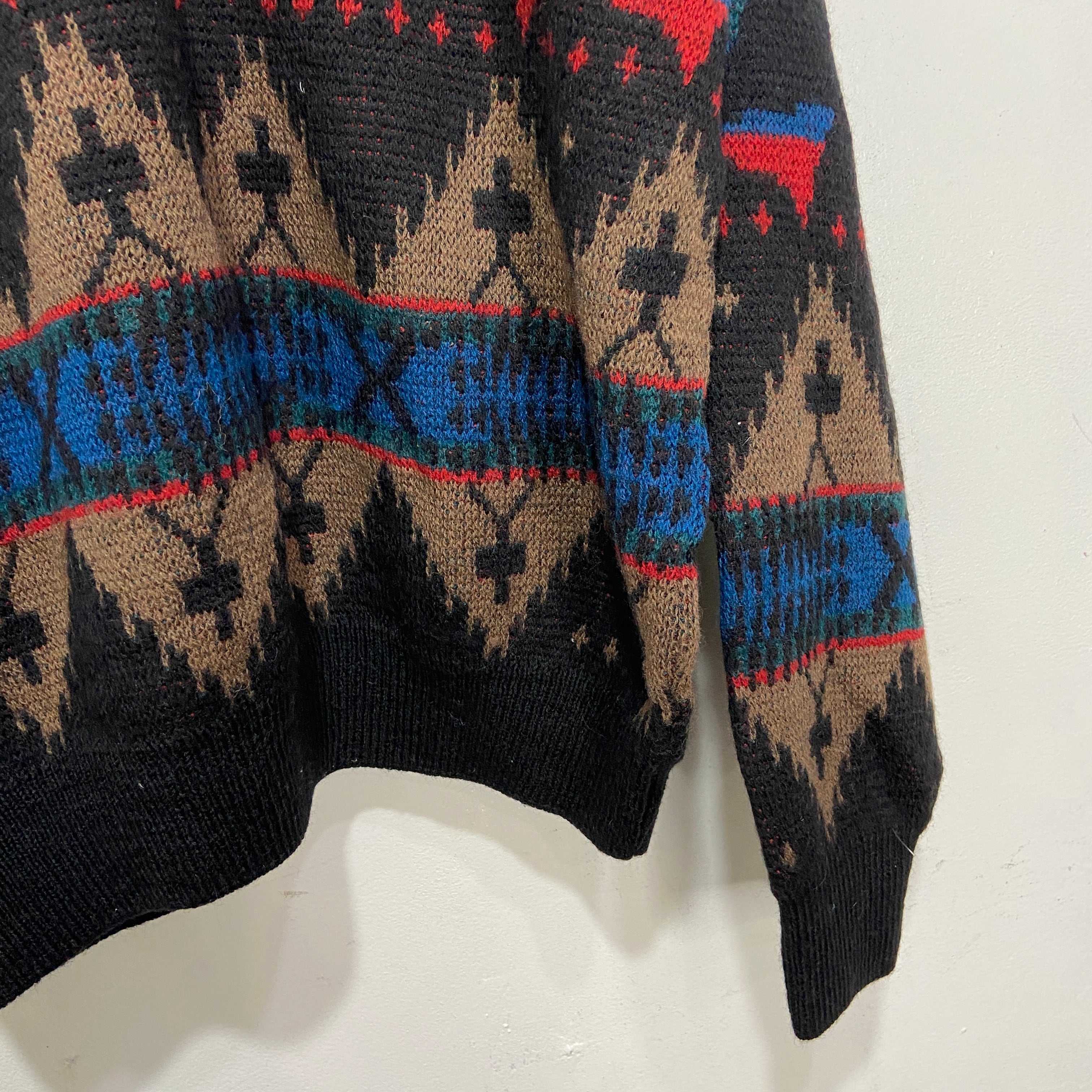 70s USA製 PENDLETON ネイティブ柄セーター 総柄ニット 黒 L | 古着屋 Uan