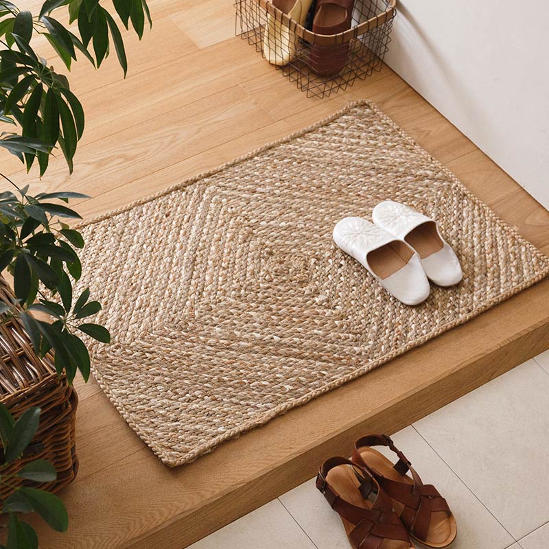 天然素材のジュートラグ 玄関マット ナチュラル [N uzu（うず）マット